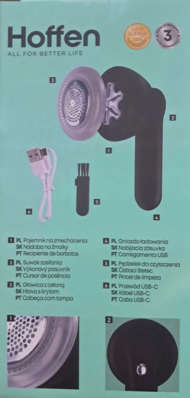 Clothes shaver Wireless Hoffen black model AL-040264 Packaging status original