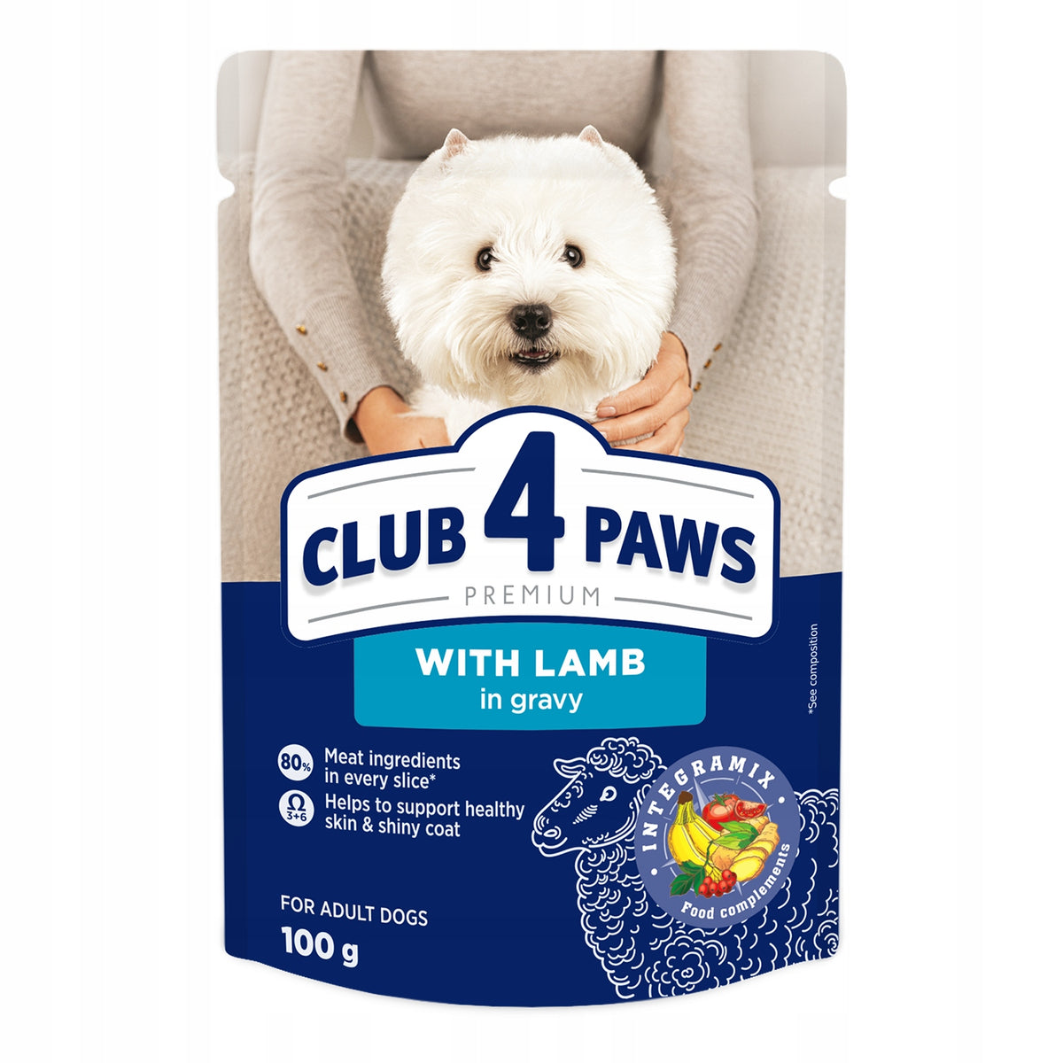 Club 4 Paws Adult Dog Food Small Breed Lamb in Gravy 24x100g Packaging status original