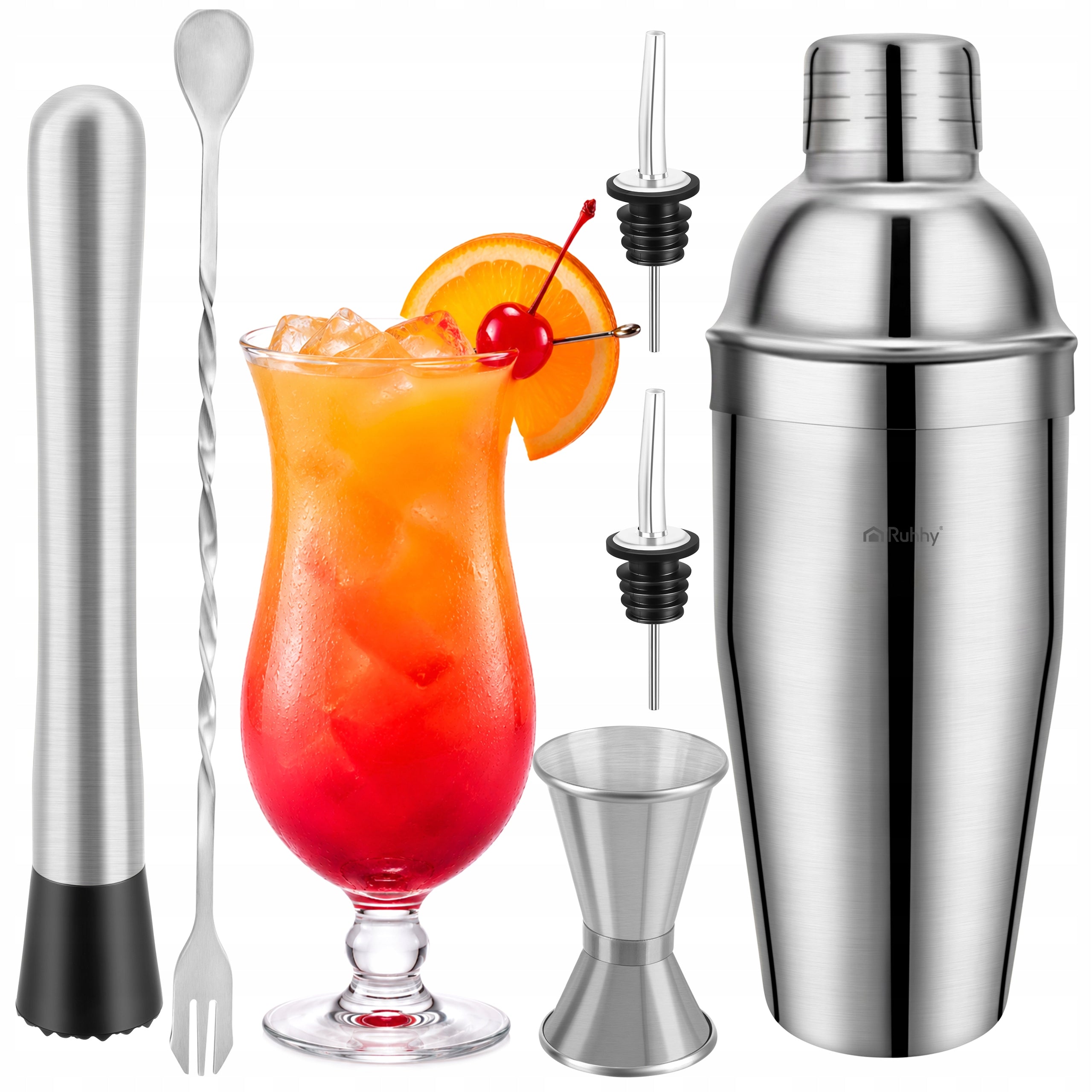 Cocktail Drink Bartending Set Large Shaker Complete 6in1 for Gift