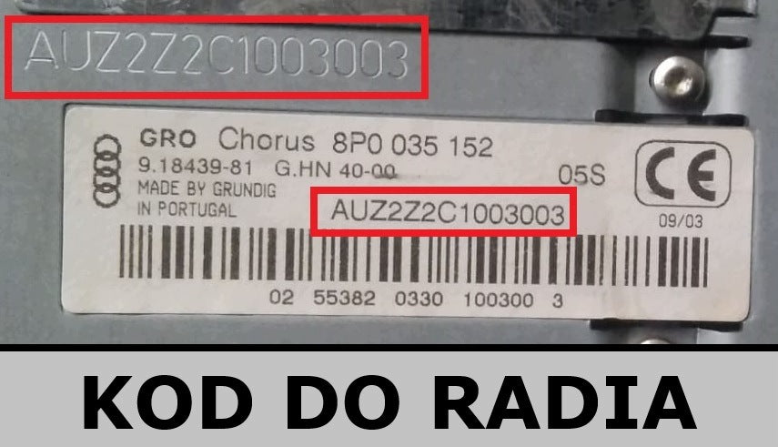 Code for Radio Concert Chorus RNS-E Symphony Gamma Beta Delta BNS ( Audi )