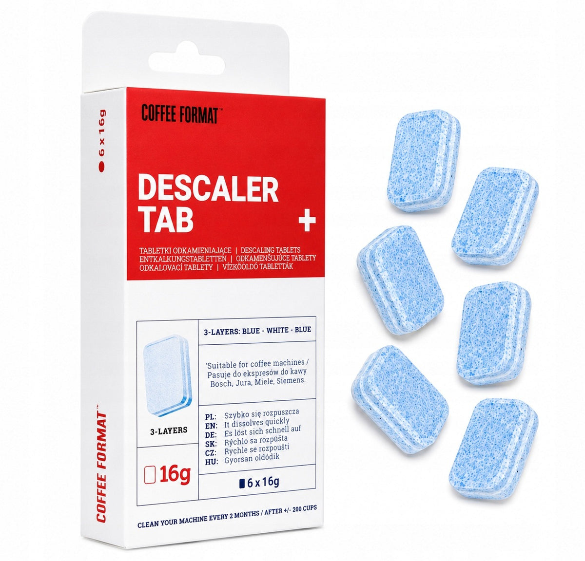 Coffee Format Descaling tablets for espresso machine 6pcs =6cycles