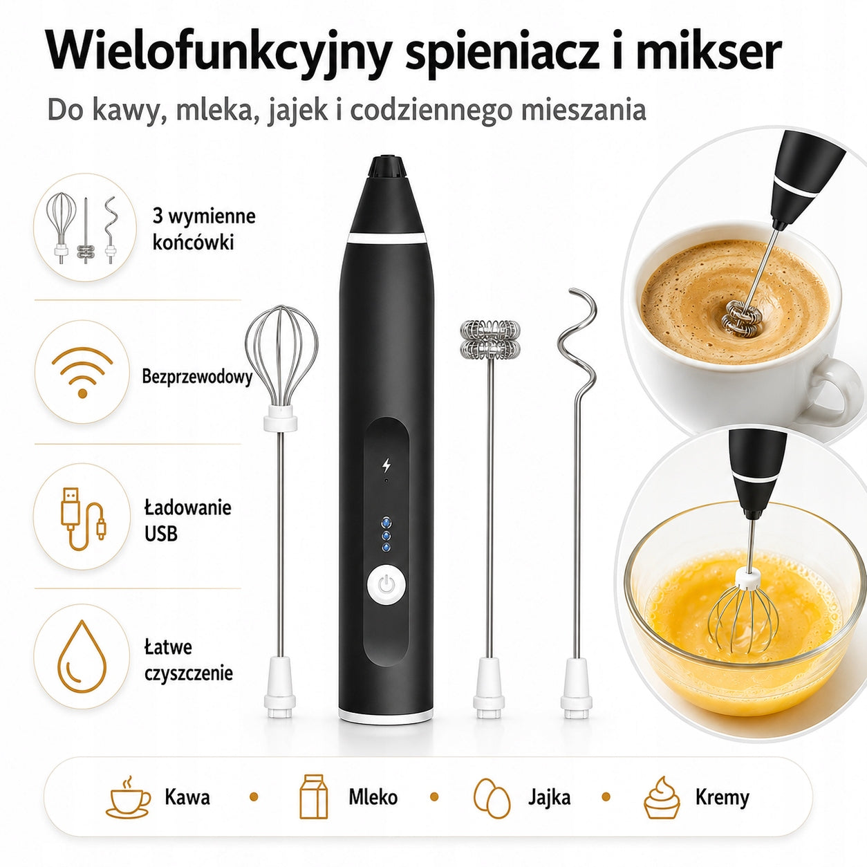 Coffee Milk Foamer Electric Handheld Wireless Mixer Packaging status original