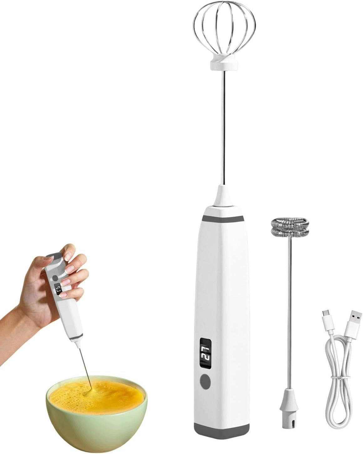 Coffee Milk frother MINI mixer egg beater USB 3 speeds white