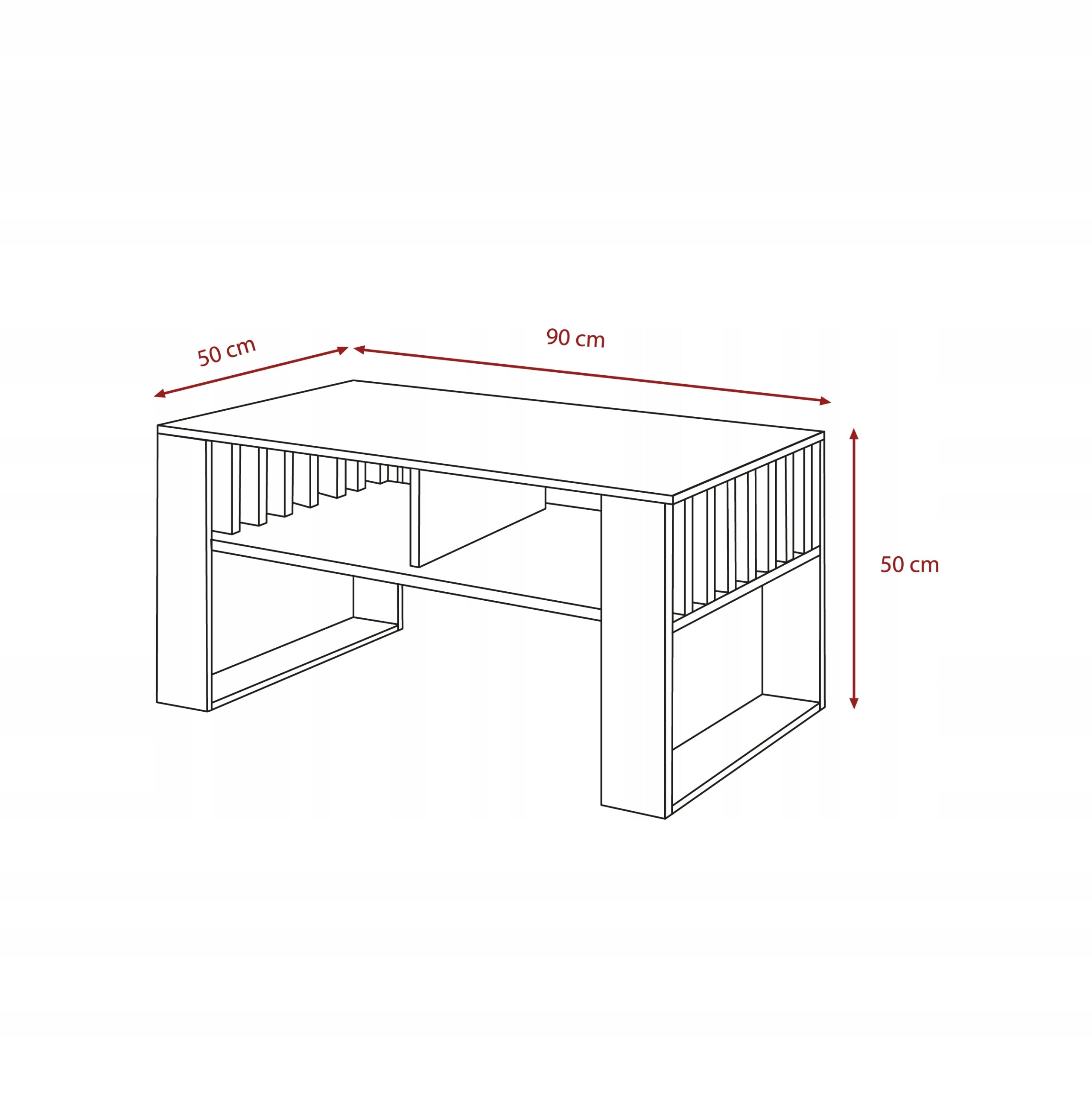 Coffee Table White| Lamele ST14BIA Bench White/Black Loft Table with Shelf 90 cm Manufacturer code ST14BIA