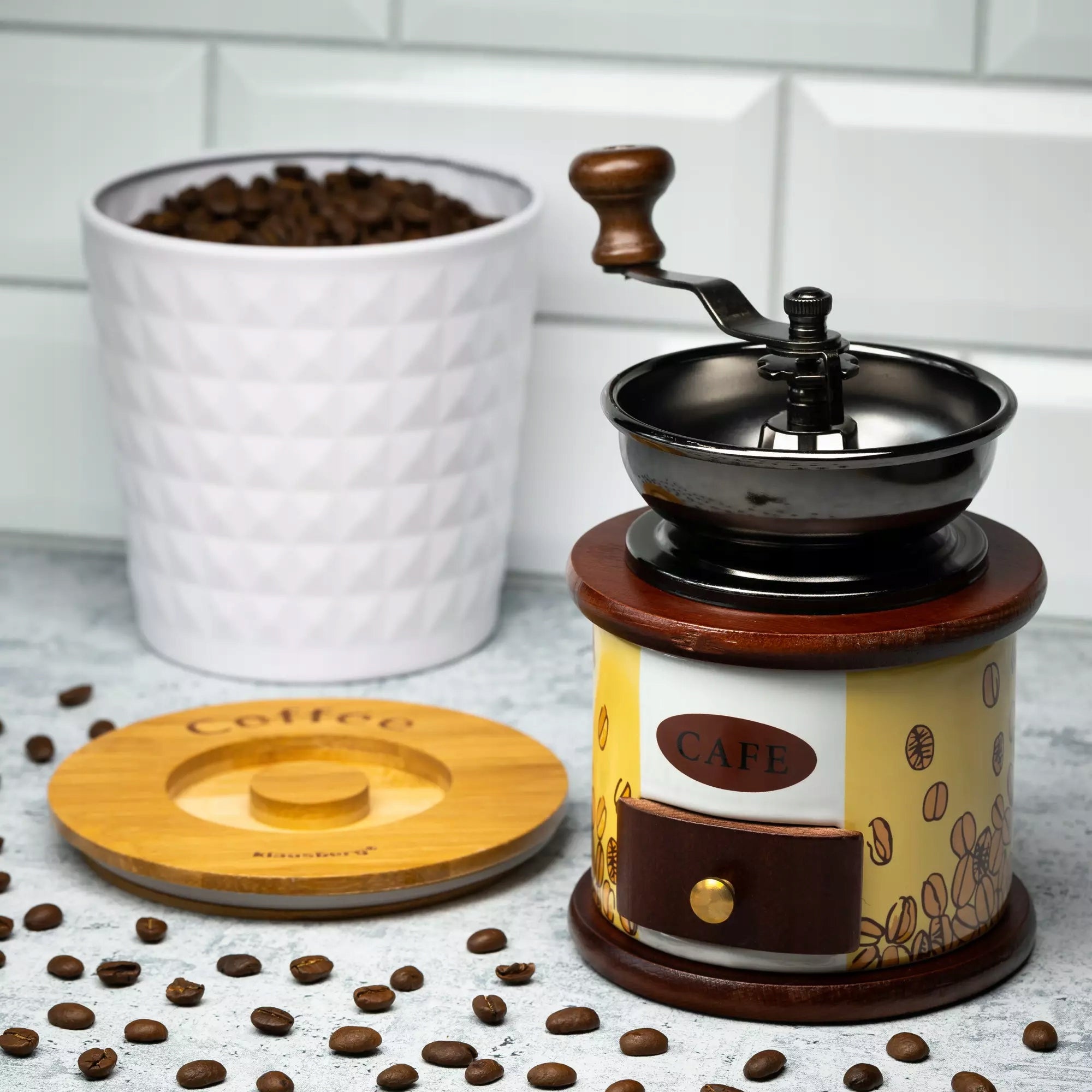 Coffee grinder, ceramics -wood, Ø12 x 20cm Kinghoff Brand Kinghoff