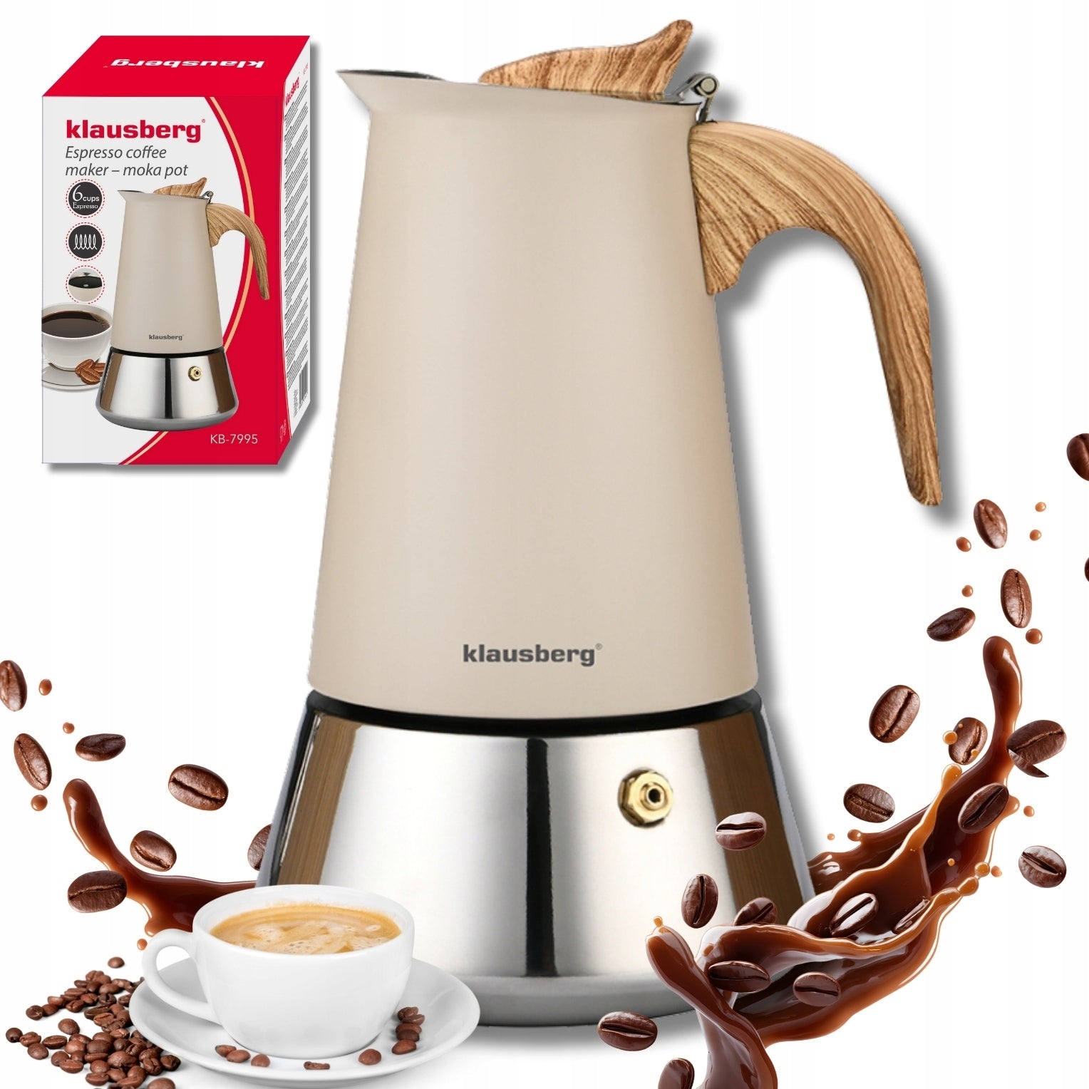 Coffee maker Klausberg KB-7997 12 espresso Moka Induction Gas Premium Steel