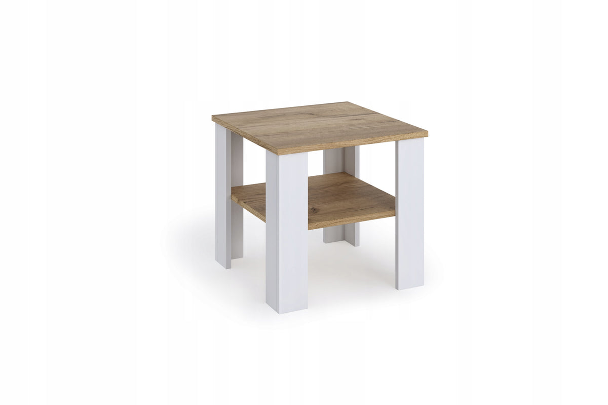 Coffee table bench with shelf for living room Oak Wotan White Legs 55 cm Manufacturer code 001