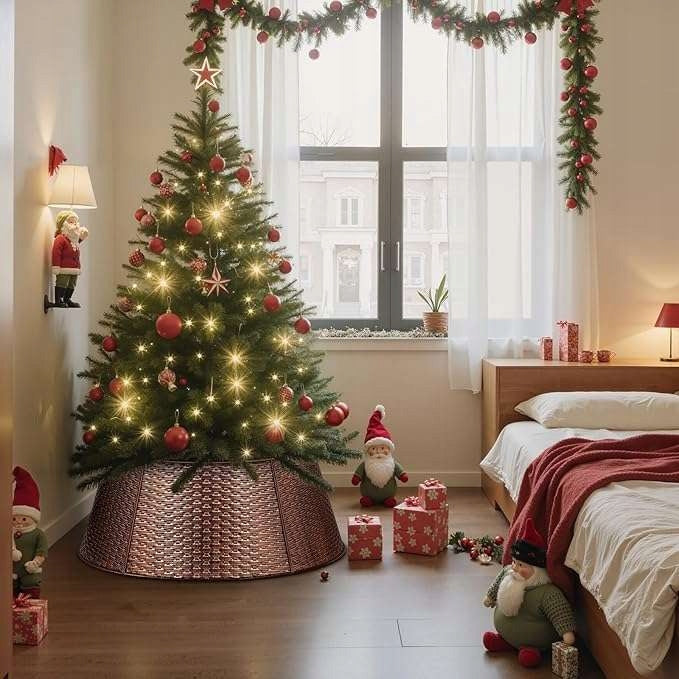 Collar metal cover for Christmas tree stand 90 cm brown elegance Packaging status original