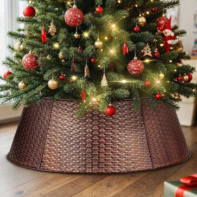 Collar metal cover for Christmas tree stand 90 cm brown elegance
