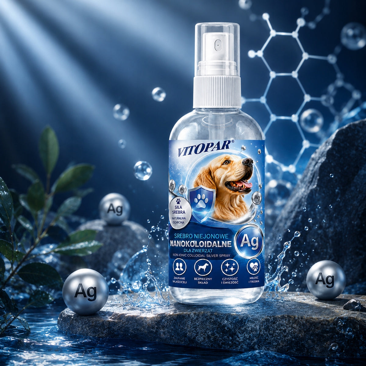 Colloidal Nonionic Silver for Dog Cat Animal Dogs 50PPM VITOPAR 100ml Packaging status original