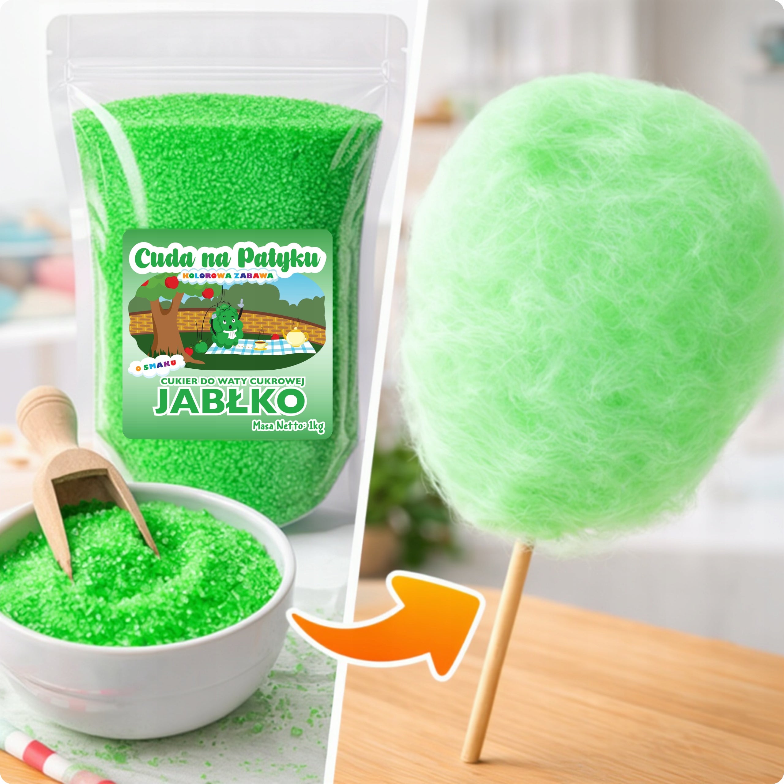 Colorful Cotton Candy Sugar for Apple Flavour Machine 1KG Packaging status original