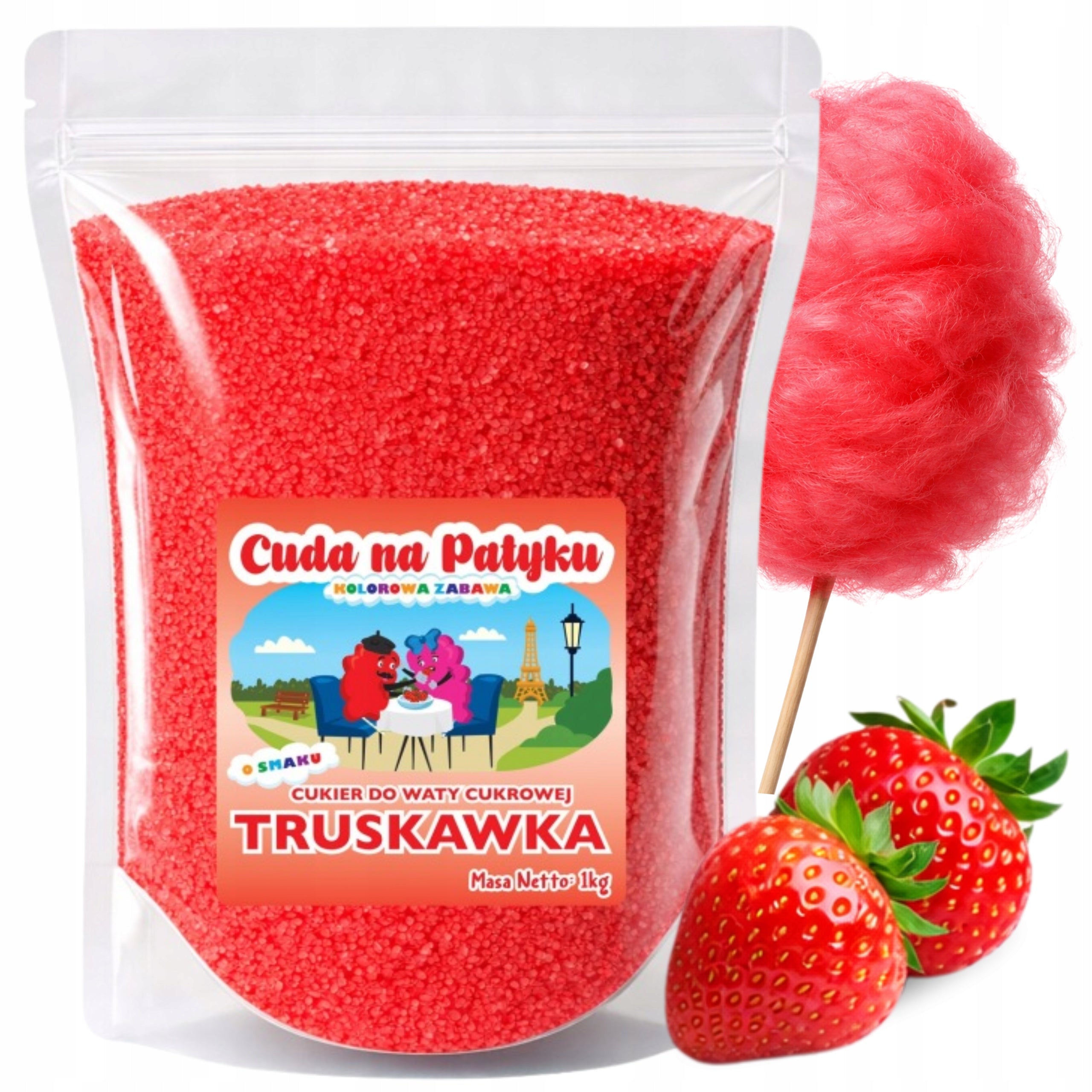 Colorful Cotton Candy Sugar for Flavor Machine STRAWBERRY 1KG Natural