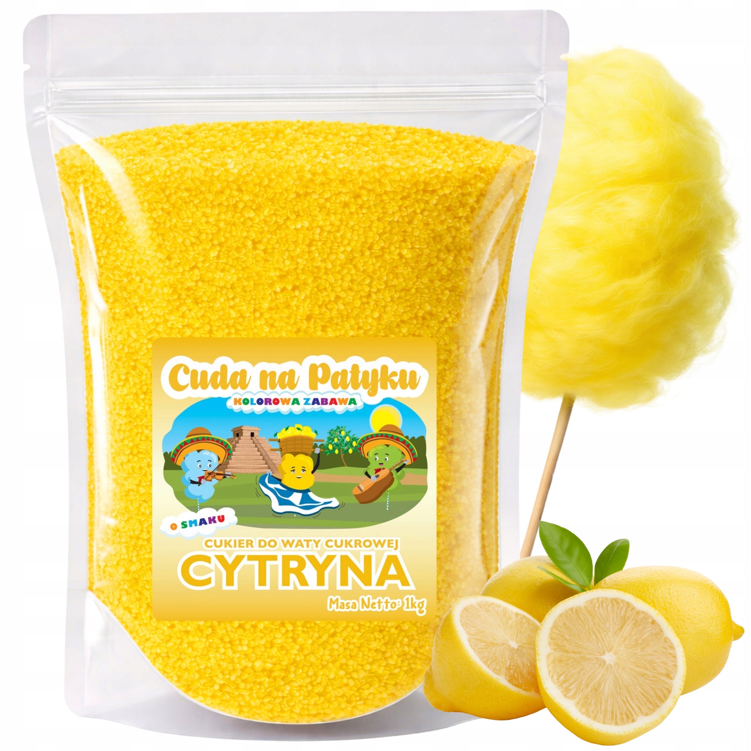 Colorful Cotton Candy Sugar for Lemon Citrine Flavour Machine 1 KG