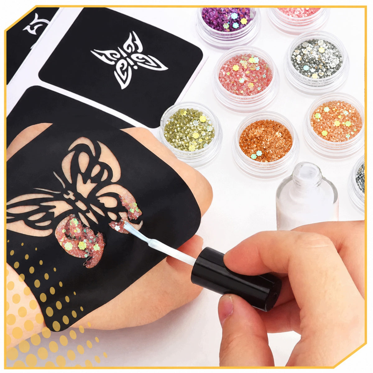 Colorful Glitter Tattoos for Kids Gift 5 Sheets Sequins Templates Manufacturer code Tatuaże brokatowe dla dzieci na prezent