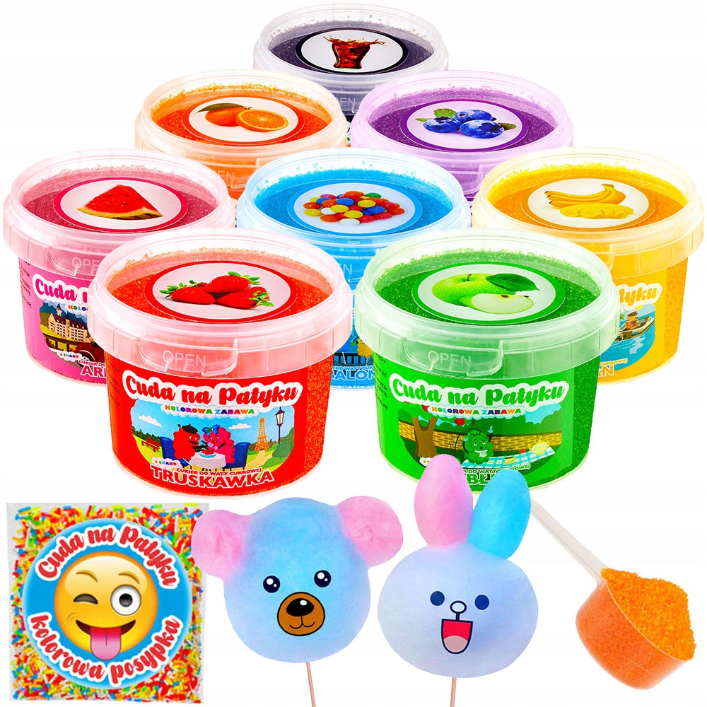 Colorful Sugar for Cotton Candy for Flavour Machine STICKS SET 8x100g