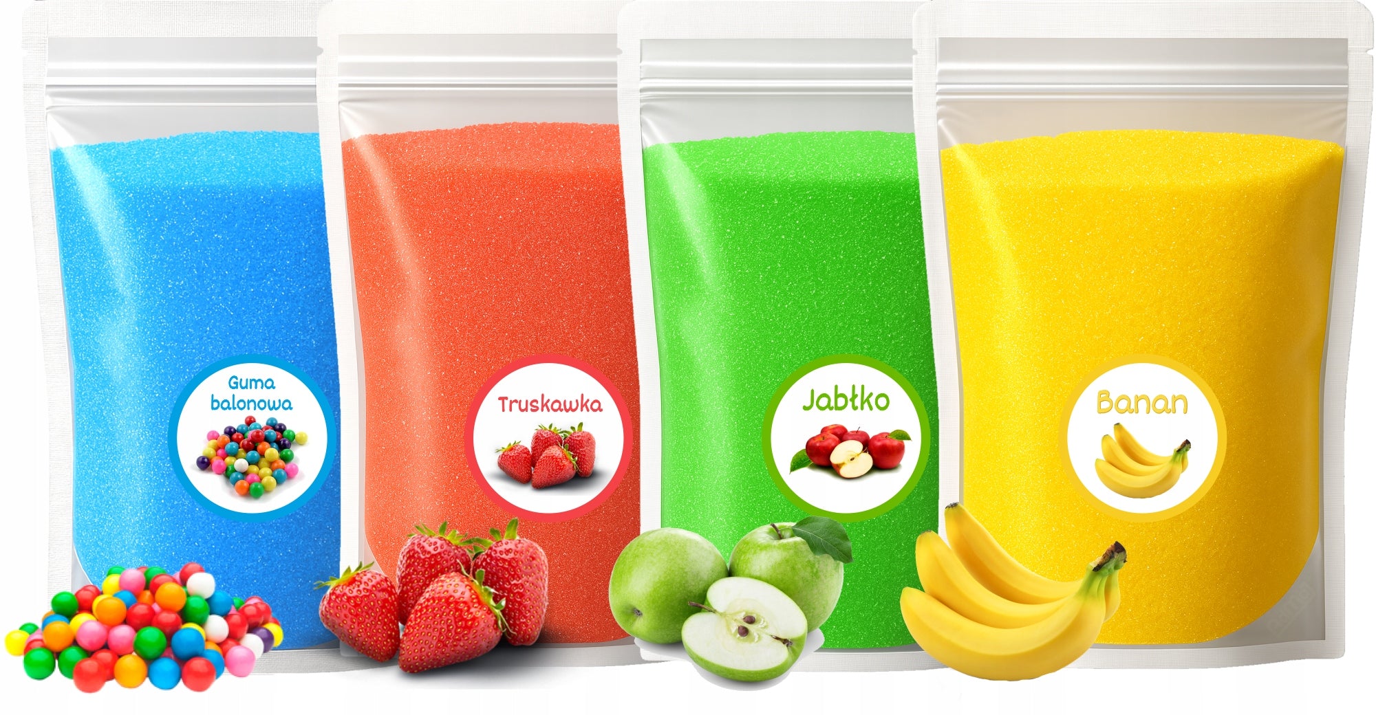 Colorful and Flavored Sugar 4x 1kg Doypack For Cotton Candy Set Manufacturer code ADMAJ-CUKIER-SET4KG-DOYPACK