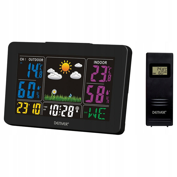 Colour weather station with external sensor Denver black
