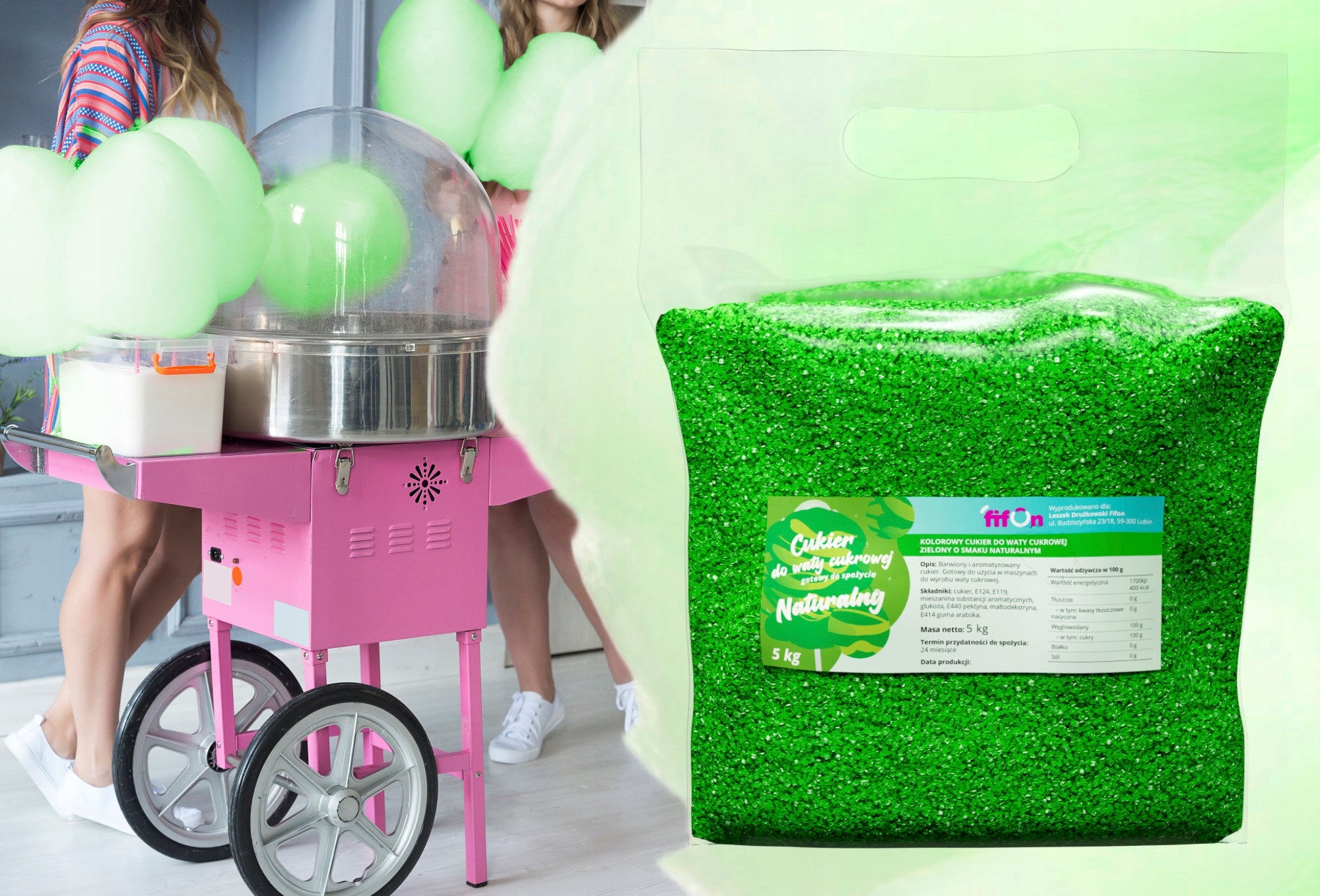 ColourED SUGAR FOR COTTON CANDY 5kg GREEN EAN (GTIN) 5905031802249