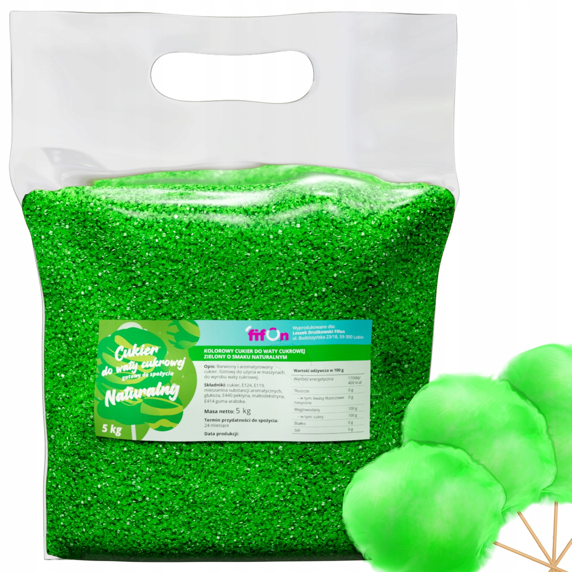 ColourED SUGAR FOR COTTON CANDY 5kg GREEN