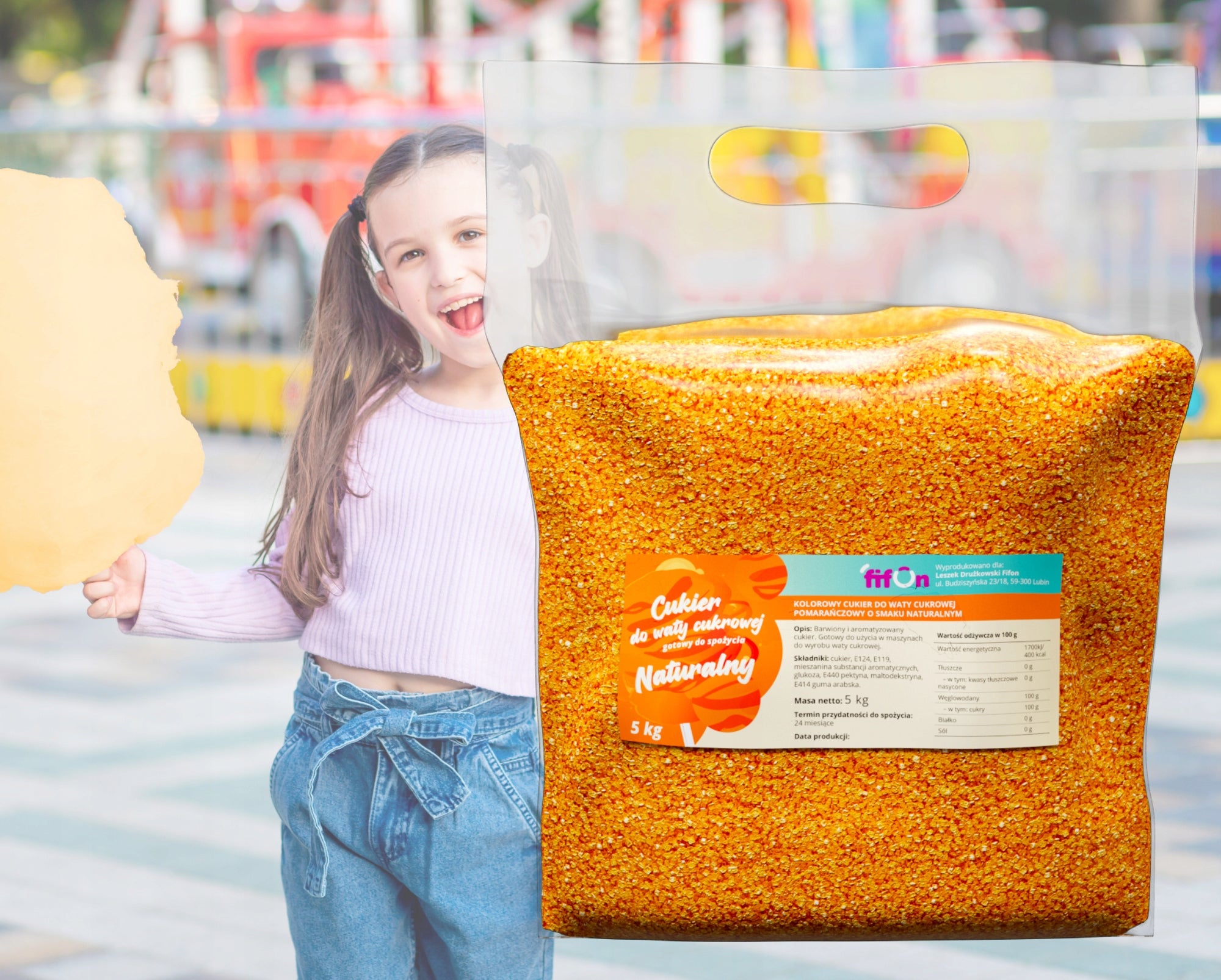 ColourED SUGAR FOR COTTON CANDY 5kg ORANGE Brand no brand