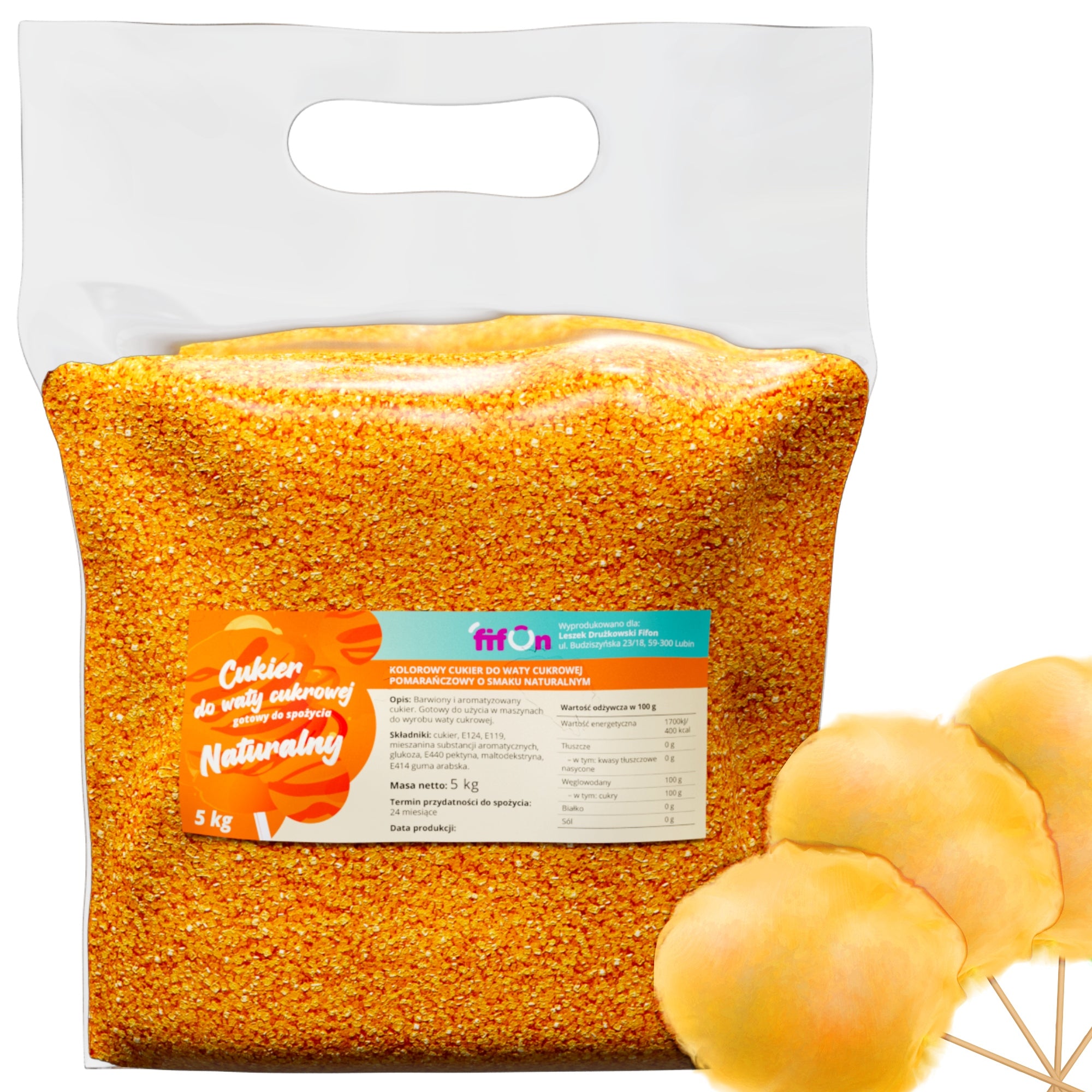ColourED SUGAR FOR COTTON CANDY 5kg ORANGE