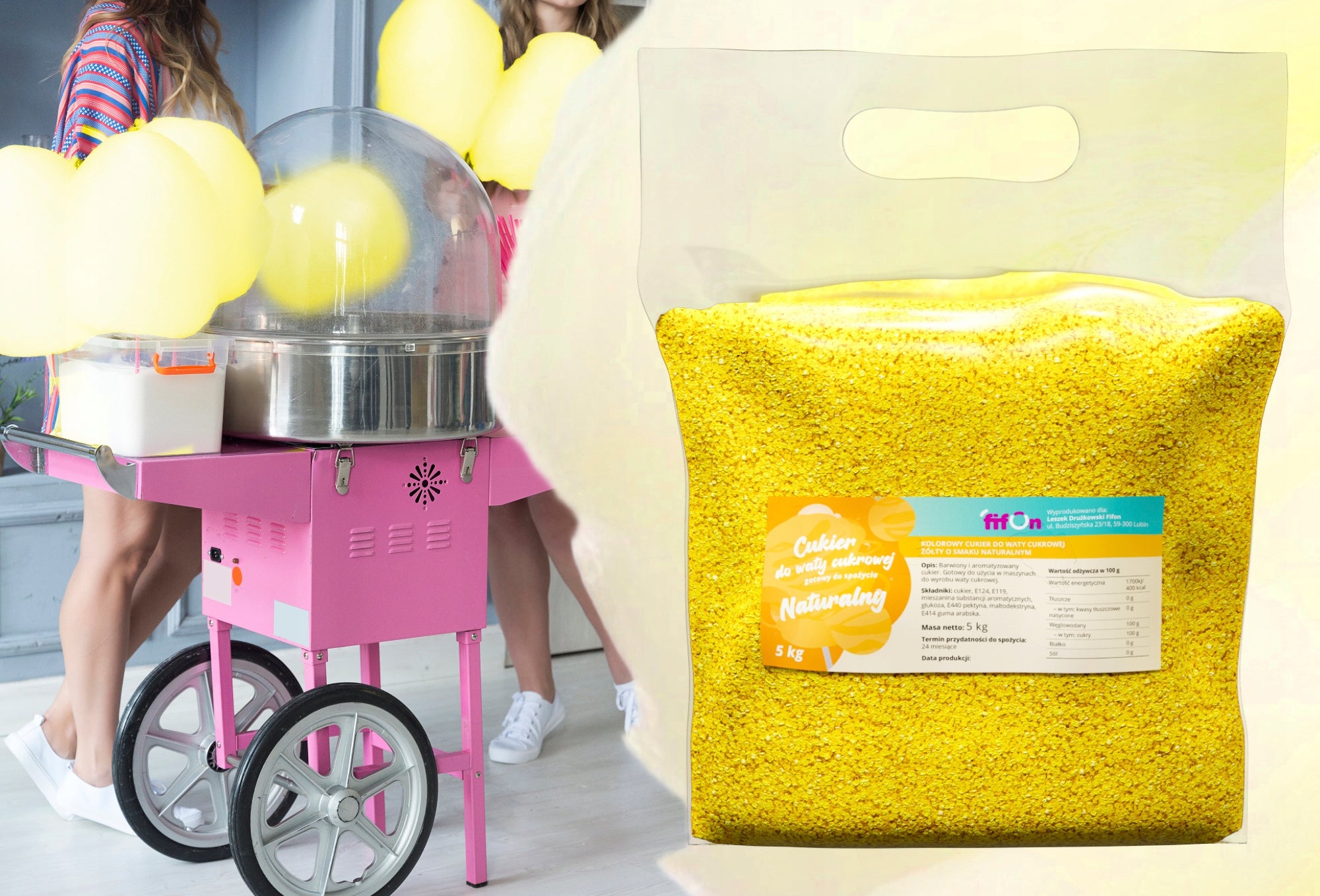 ColourED SUGAR FOR COTTON CANDY 5kg YELLOW Packaging status original