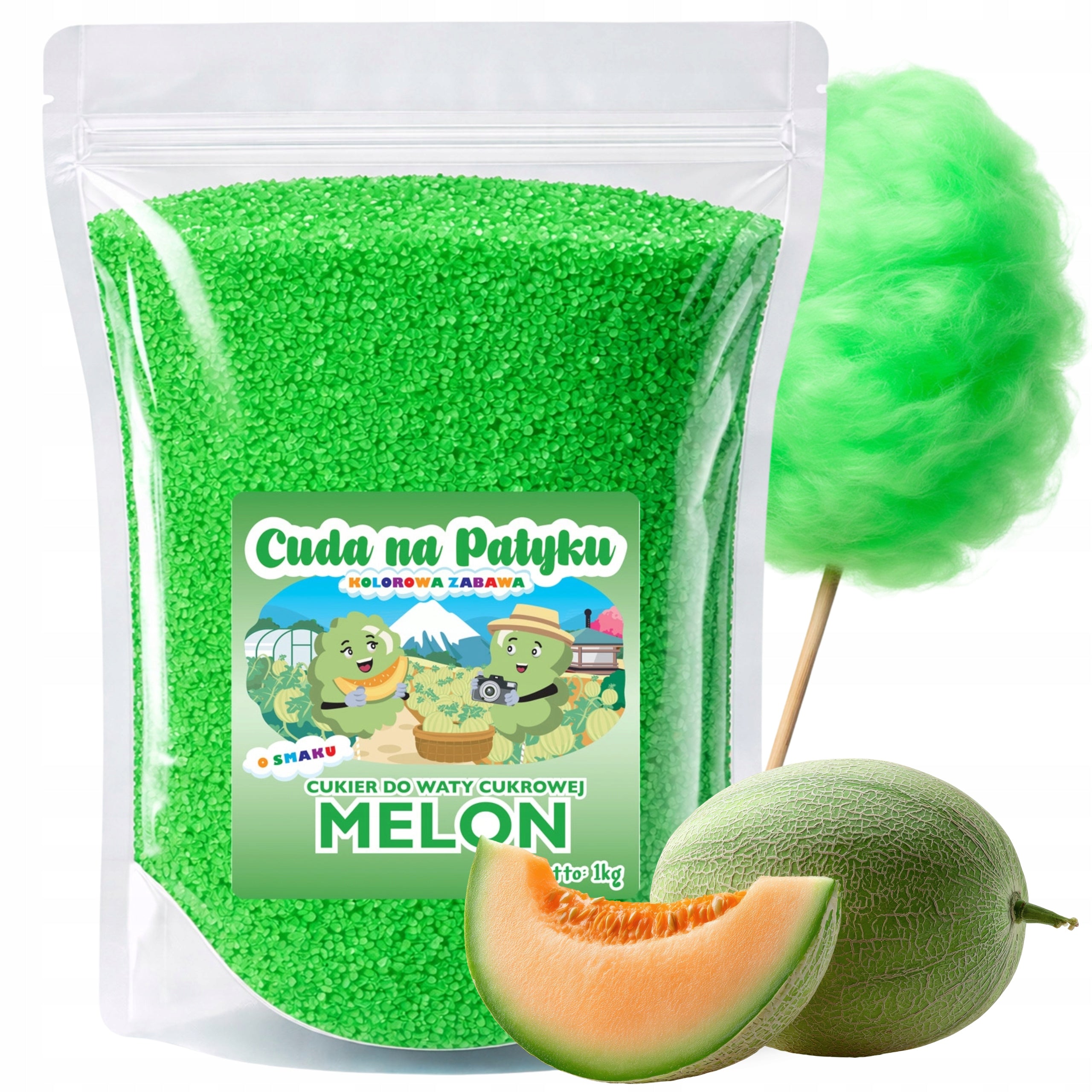 Colourful Cotton Candy Sugar for Flavour Machine Melon Flavour 1 KG