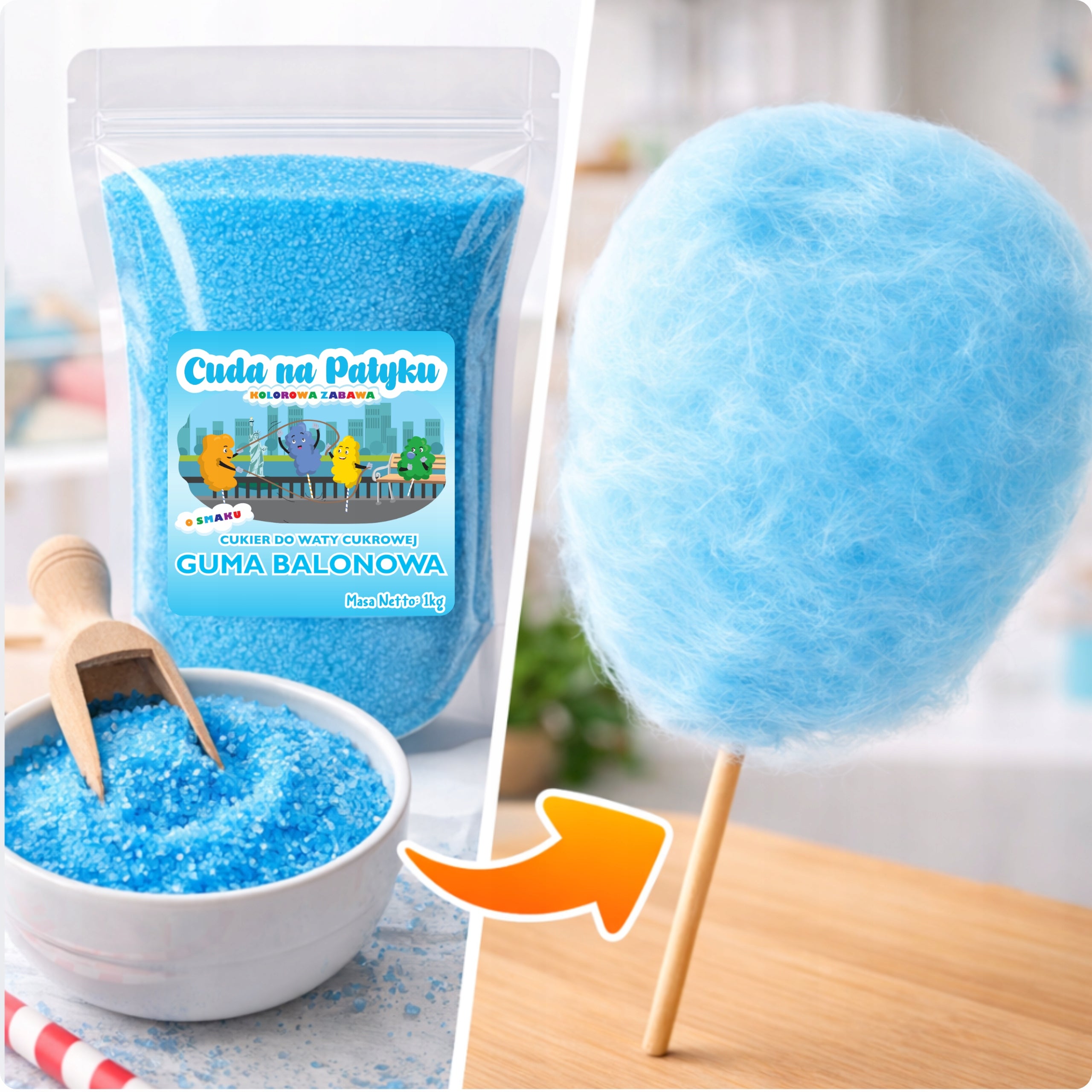 Colourful Cotton Candy Sugar for Taste Machine BALLOON GUM 1 KG Packaging status original