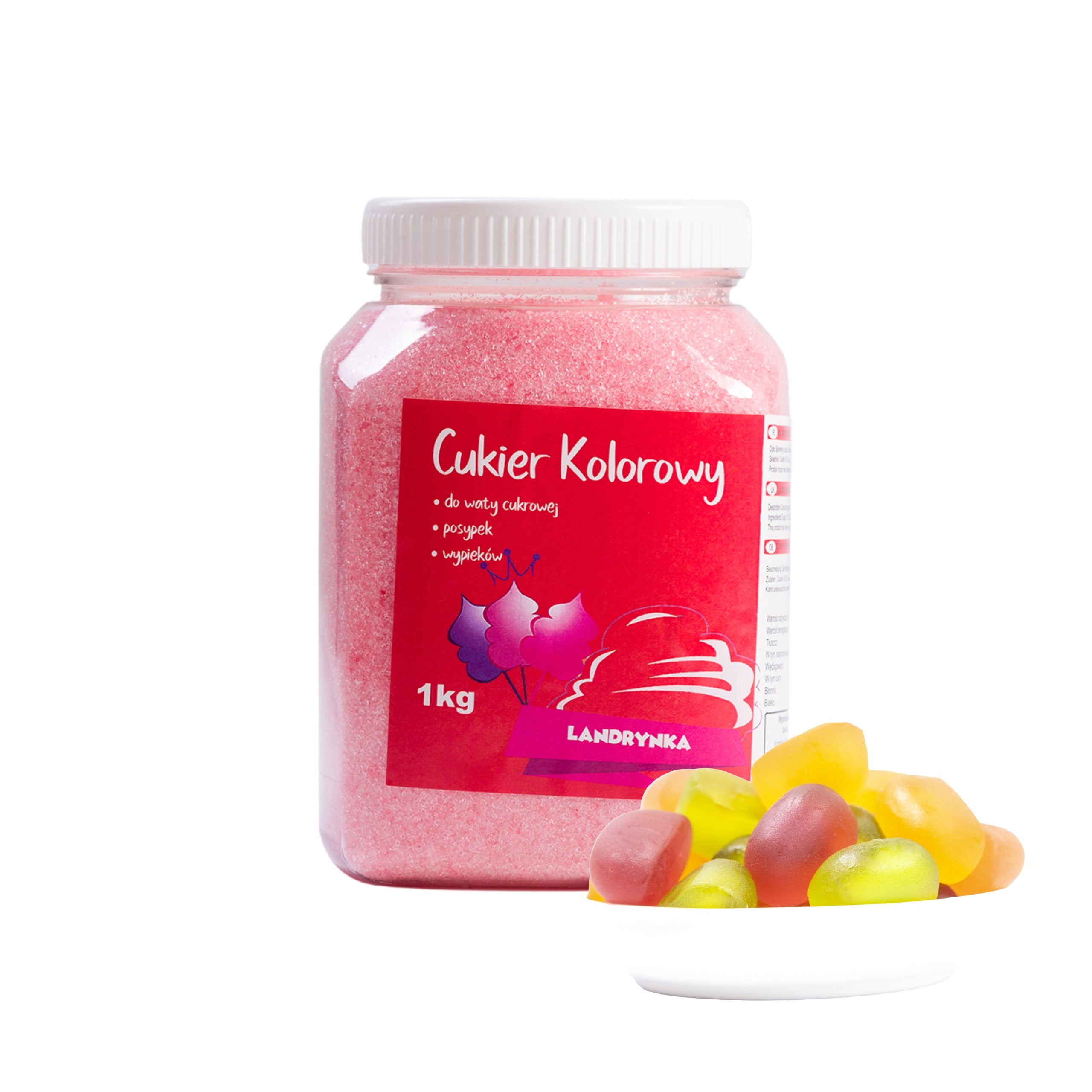 Colourful sugar for cotton candy Landrynka 1kg Packaging status original