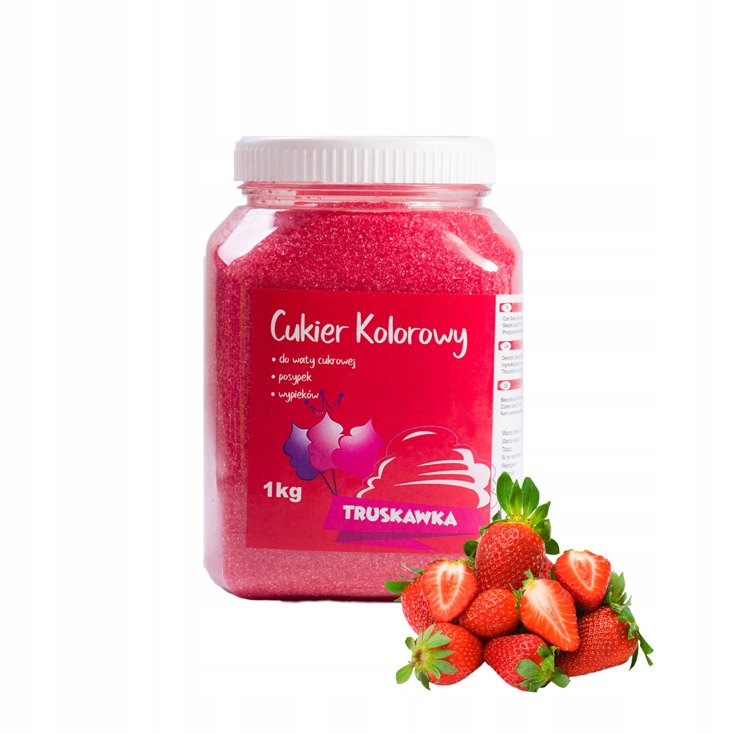 Colourful sugar for cotton candy Strawberry 1kg Manufacturer code CU0001