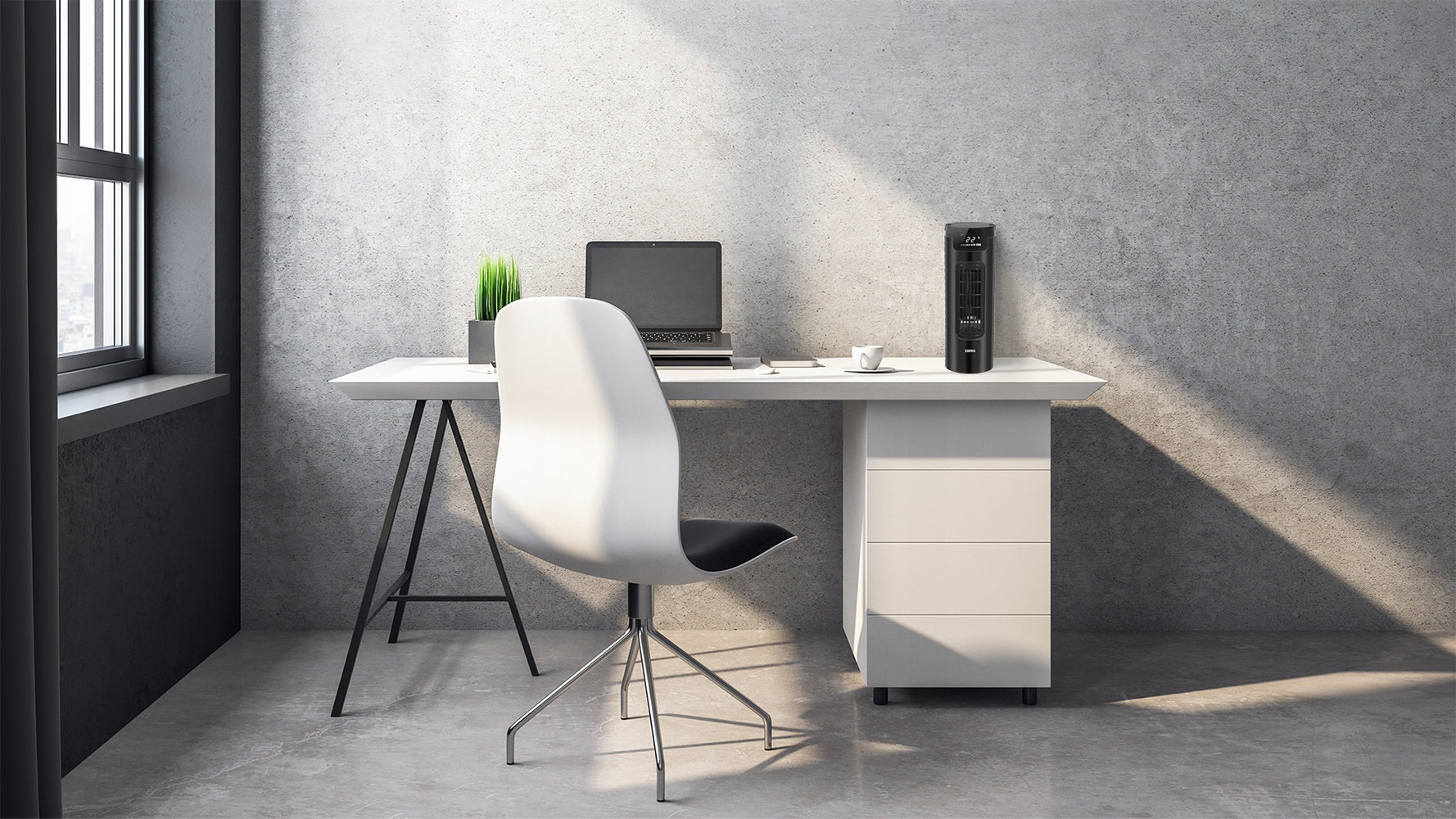 Column Desk Fan AIRO35 Fan Quiet LED Matte Standing+Pilot Dominant color black