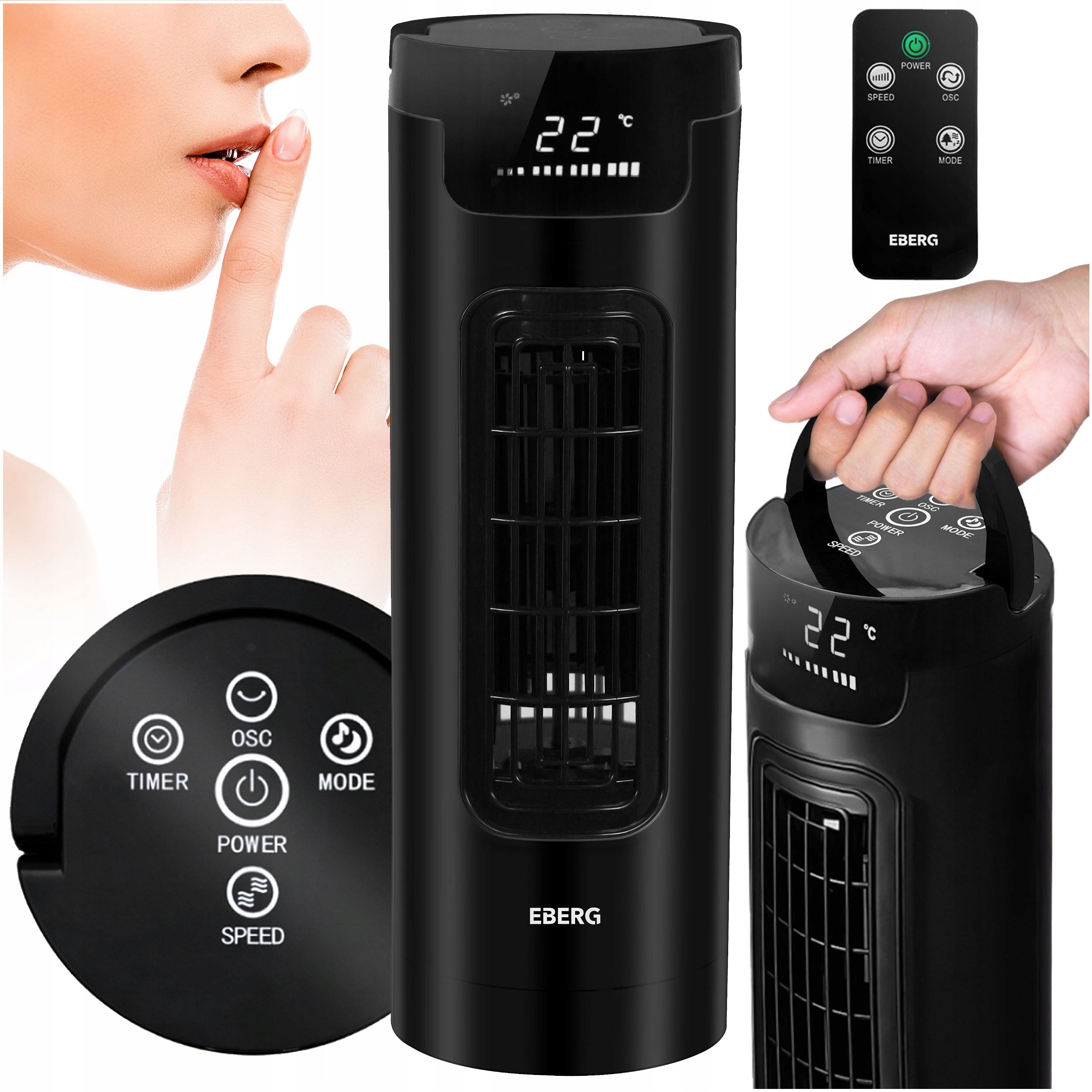 Column Desk Fan AIRO35 Fan Quiet LED Matte Standing+Pilot