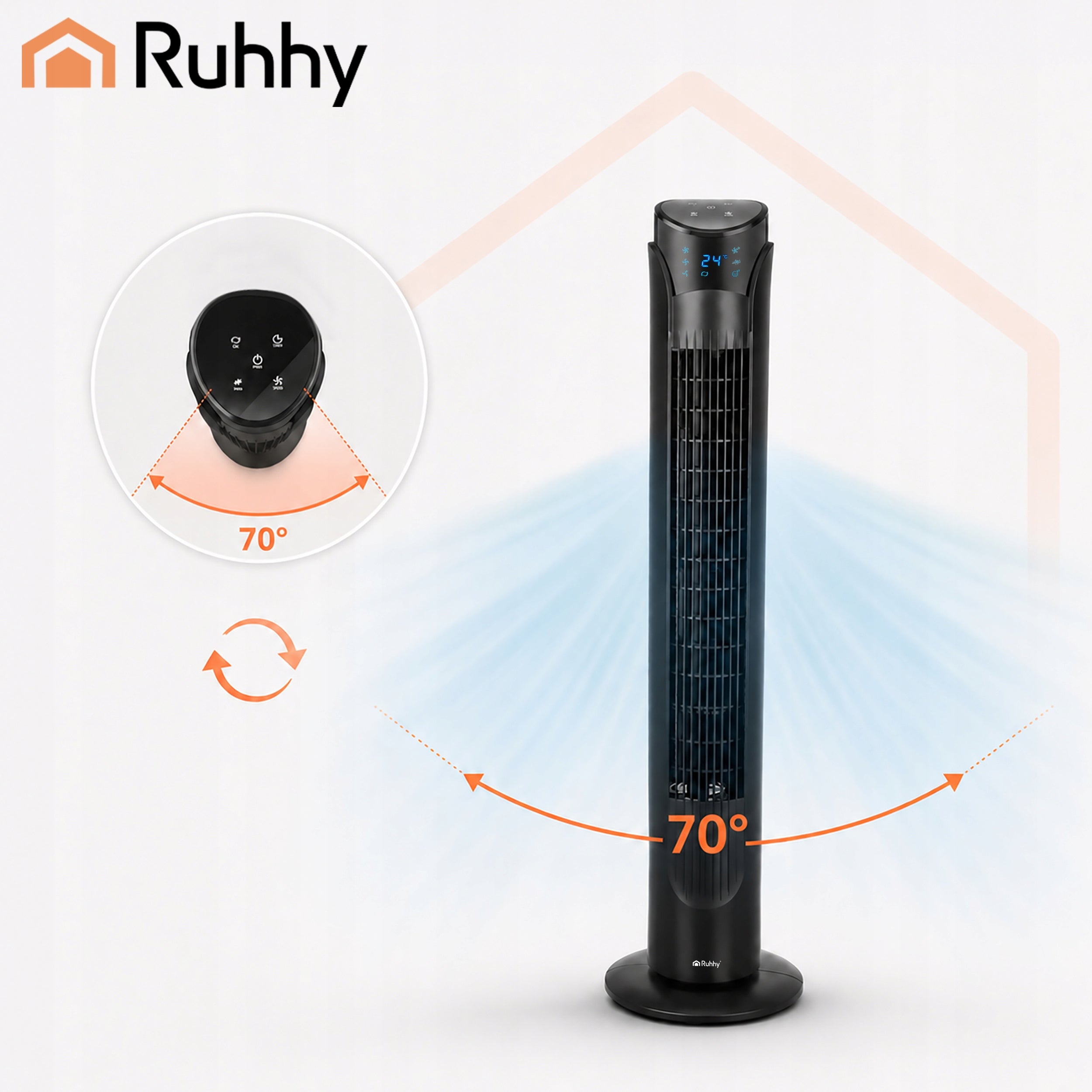 Column Fan Quiet Standing Floor Windmill 83cm Remote Control + LED EAN (GTIN) 5900779965386