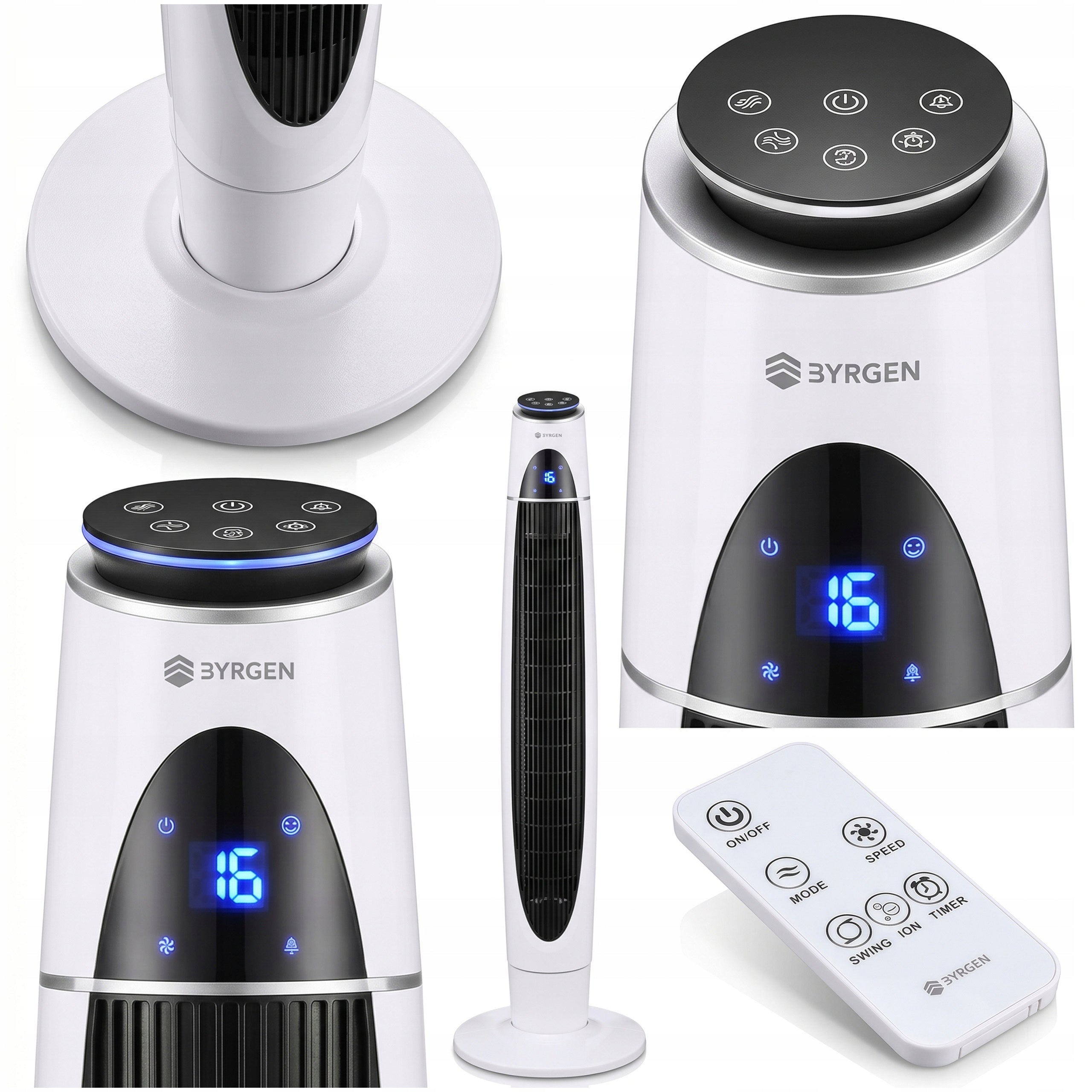 Column Fan Silent Powerful Large 110cm LED BYRGEN 60W AROMA IONIZATION