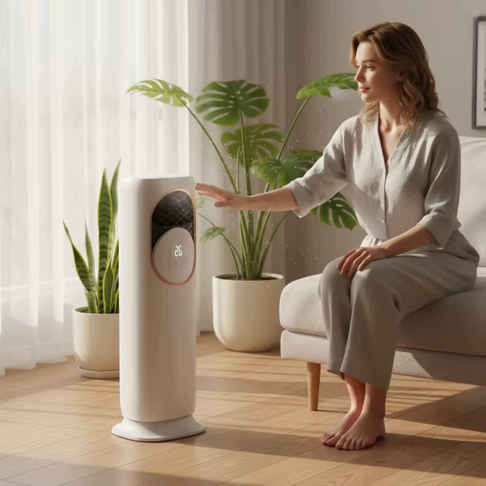 Column Fan with Heater Cooling Floor Standing Fan Oscillating for Apartment Brand no brand