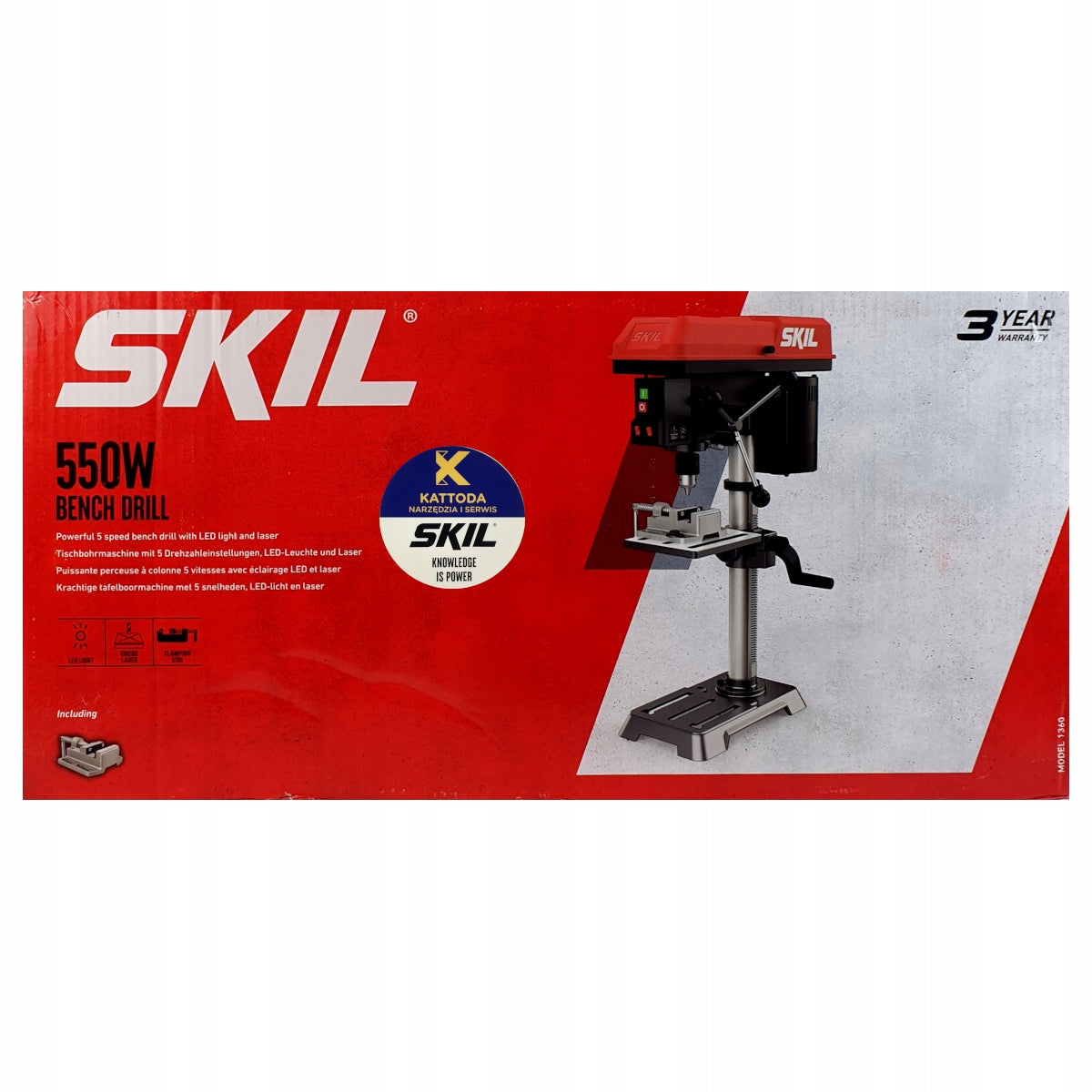 Column Table Drilling Machine SKIL 1360 550W Laser LED 5 Gears Vise Brand Skil