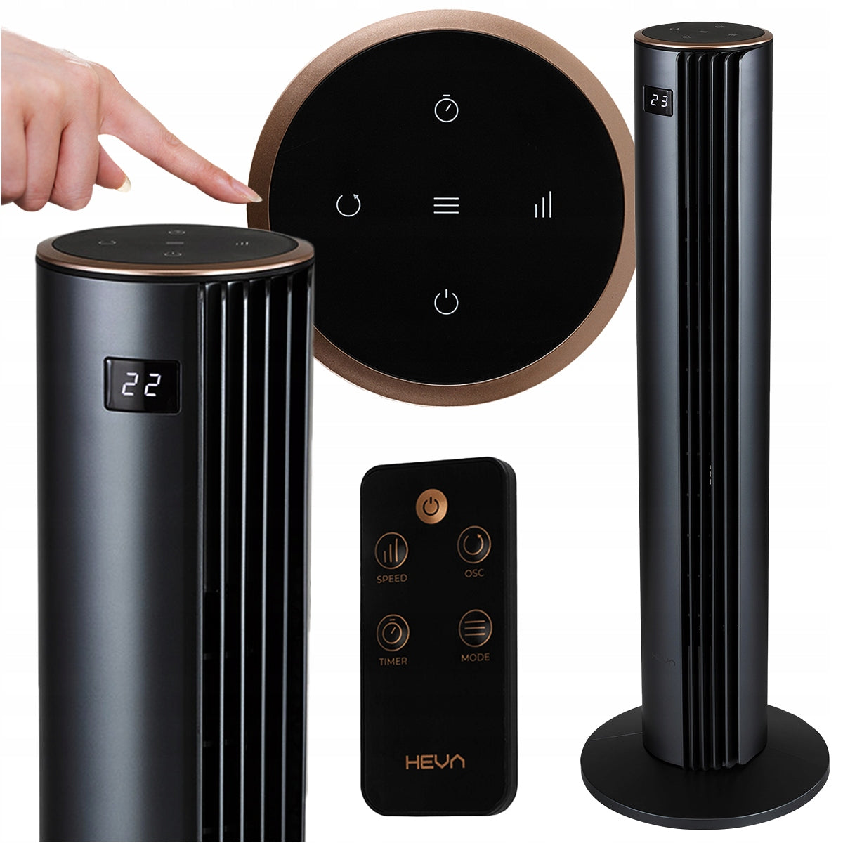 Column fan HEVA MOX floor fan standing silent LED +pilot