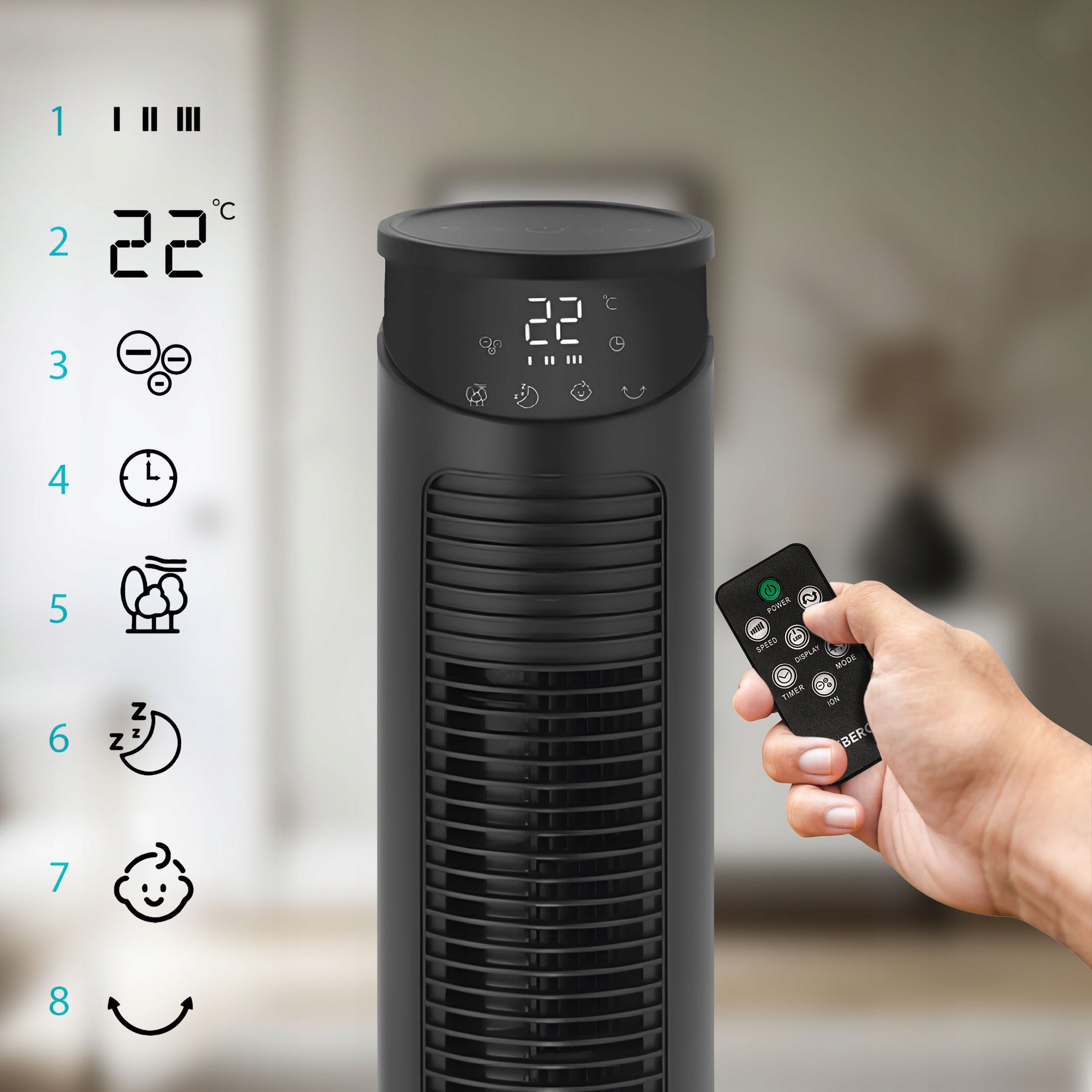 Column fan silent fan EBERG FYN JONY +AROMA +WiFi +10m XXL LED Fan type column