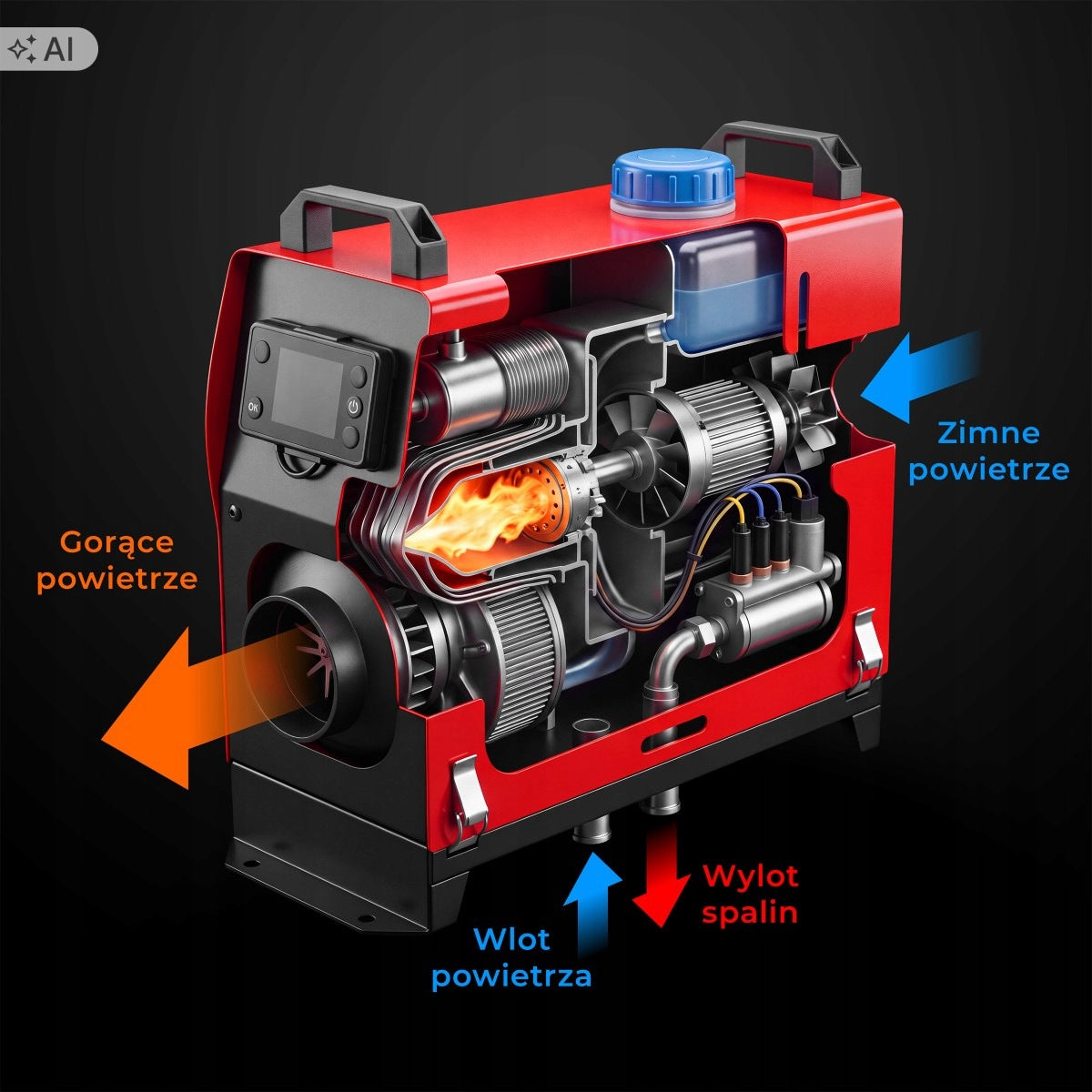 Combustion Oil Heater 8kW Stop Heating Blower 230V 12V Packaging status original