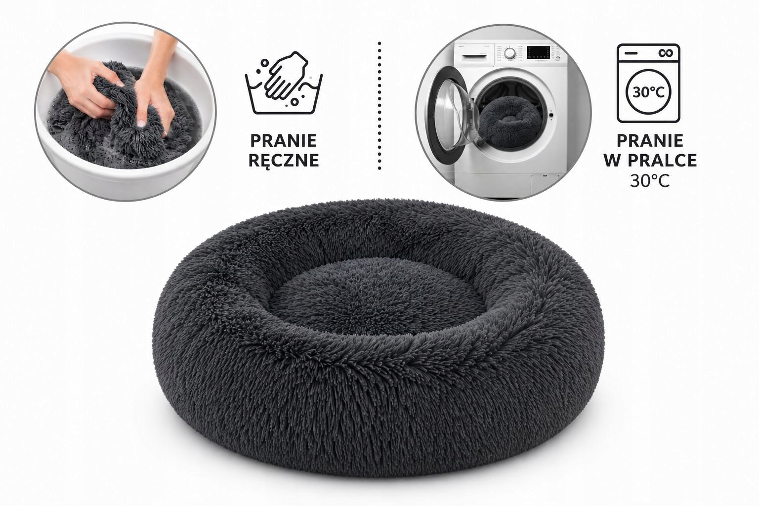 Comfortable dog and cat bed MILO 80 cm, fluffy, non-slip Kind bed
