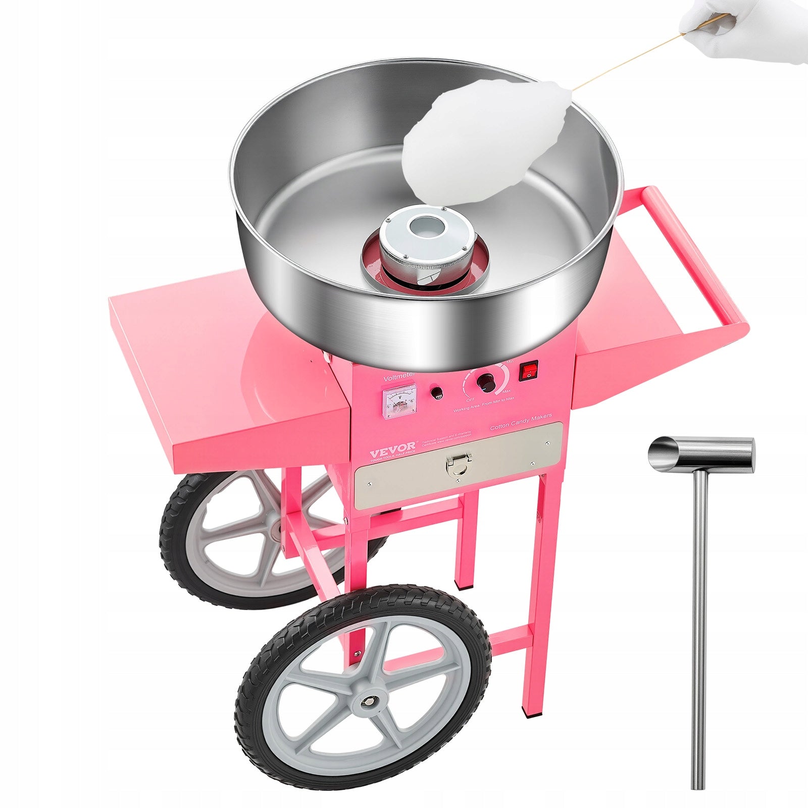 Commercial Cotton Candy Machine with Cart Sugar Floss Maker 1000W Party Manufacturer code ElectricCottonCandyMachineCart