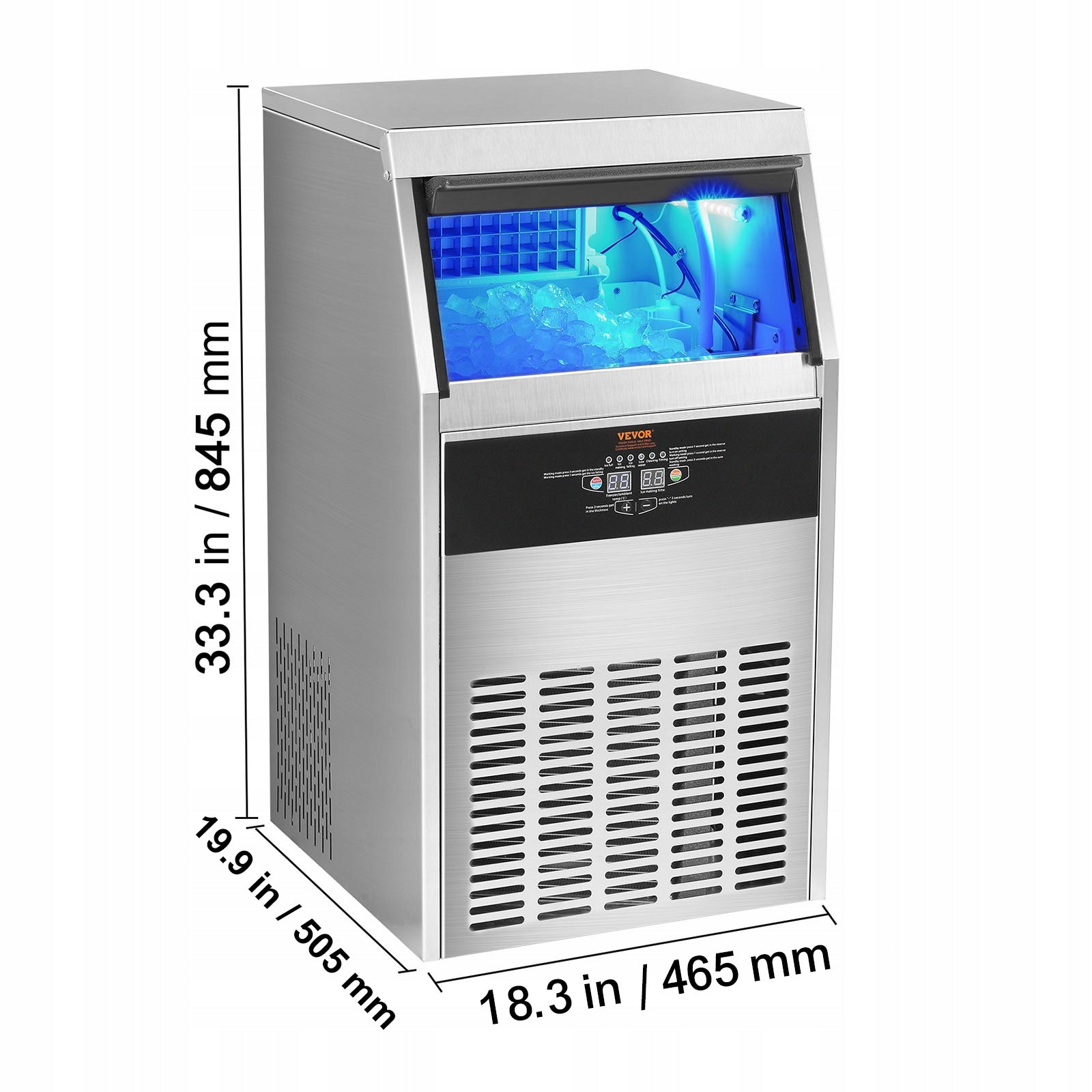 Commercial Ice Maker Freestanding Cabinet Machine 100lbs/24H 50 Ice Cubes Packaging status original