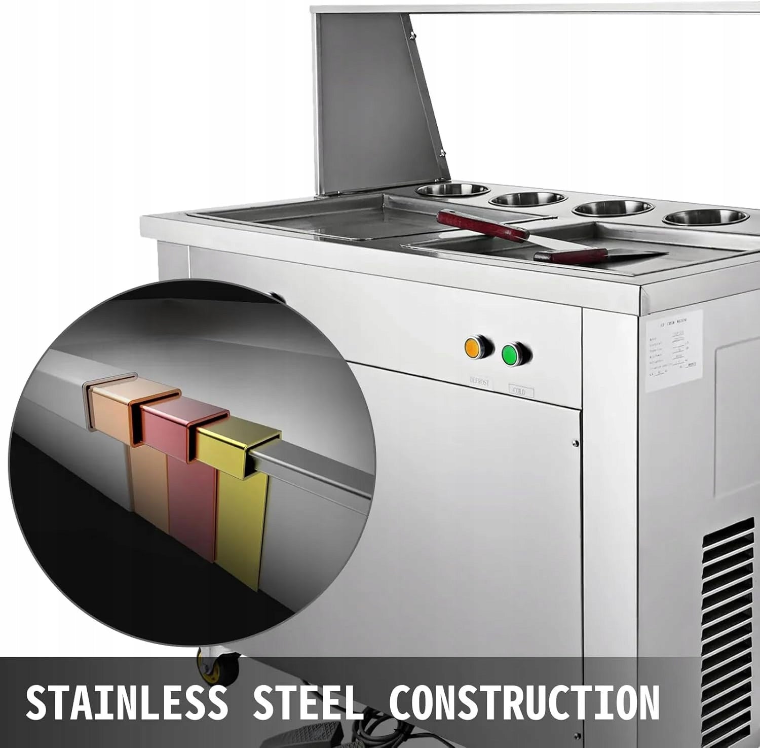 Commercial Rolled Ice Cream Maker, Food Grade Steel Compressor, Double Pot Manufacturer code 8SGSYCBJKK360FL200V2JINZHOU