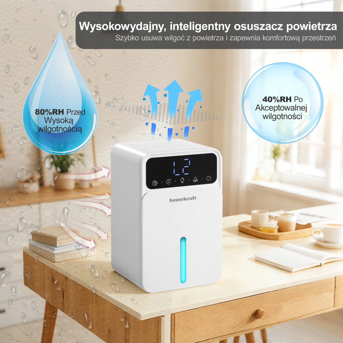 Compact Quiet Mini Dehumidifier Moisture Absorber 350ml/24h 1,2l Medical device no