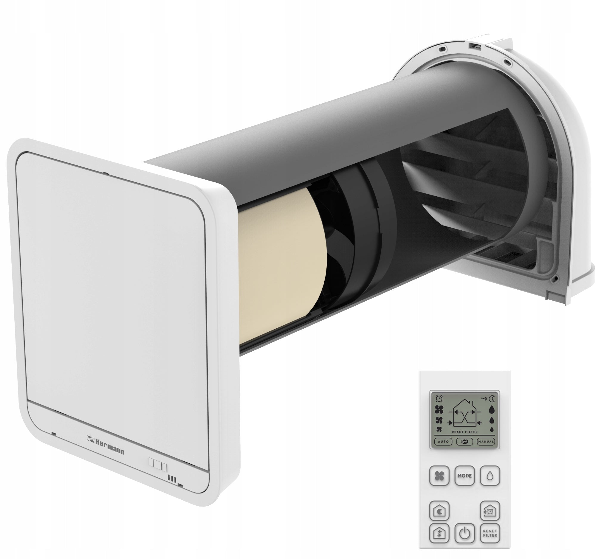 Compact wall heat recovery unit AIRDOT 200 link Harmann 100m3/h + REMOTE CONTROL