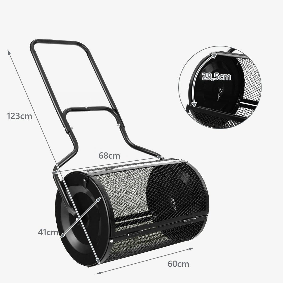 Compost spreader Fertilizer spreader 75 l black Brand Costway