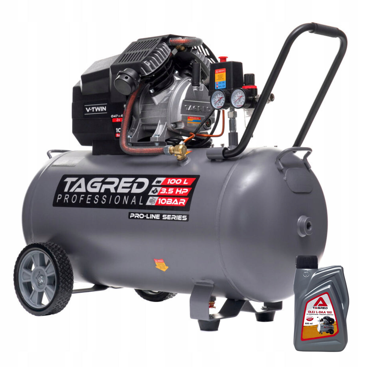 Compressor 100L V2 10bar Efficient Powerful + Oil Set 18in1 Manufacturer code TA366TA103SZO