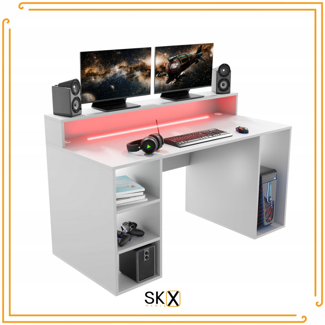 Computer Gaming Desk Enigma XL LED White EAN (GTIN) 5903796700503