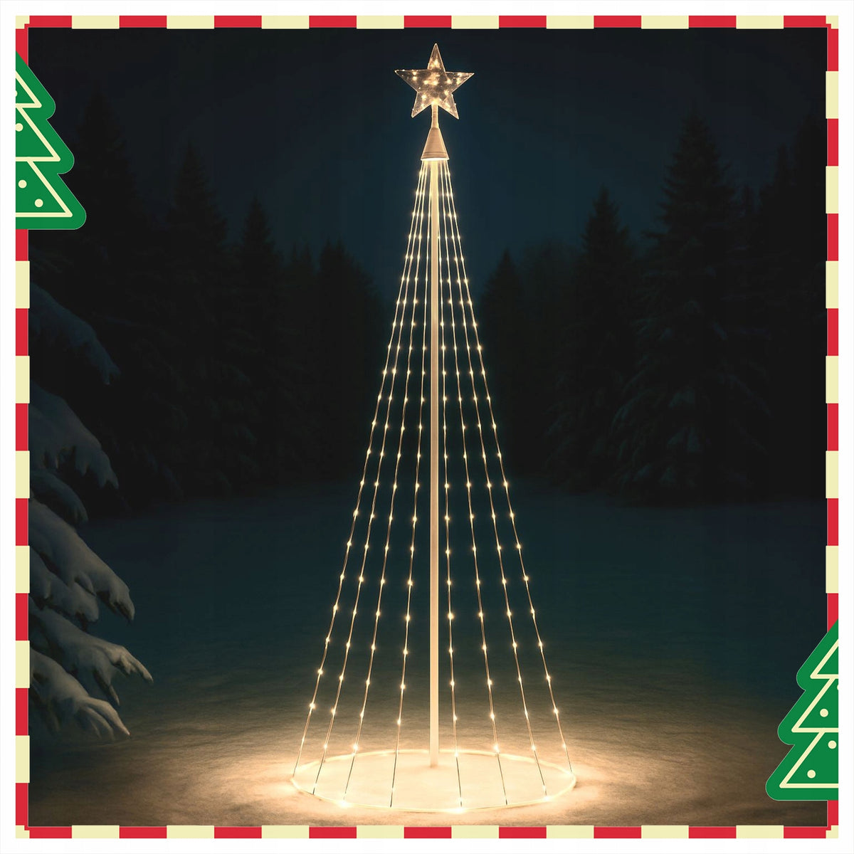 Conical Christmas tree 458 LED with star 3 m warm white metal and plastic Packaging status original