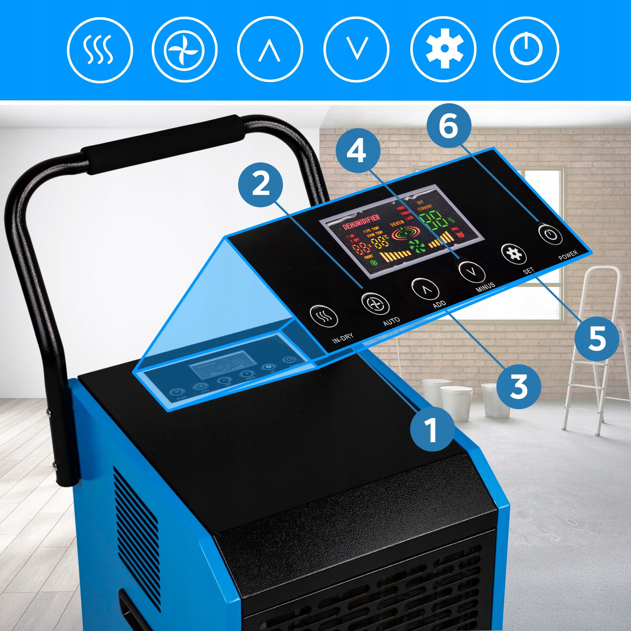 Construction Dehumidifier 70l 24h Industrial Moisture Absorber 650w Brand no brand